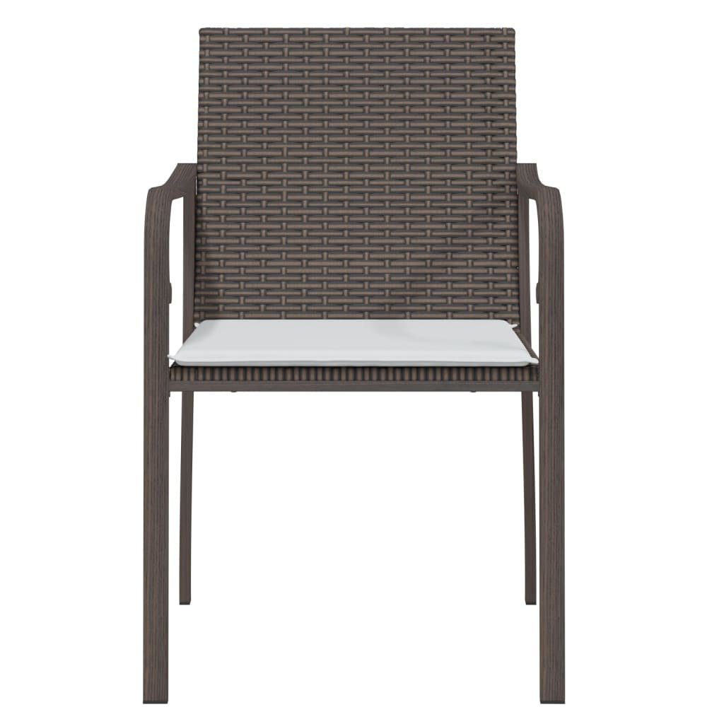 vidaXL Gartenstuhl Gartenstühle Stk Kissen 56x59x84 Braun mit Poly 4 cm Rattan