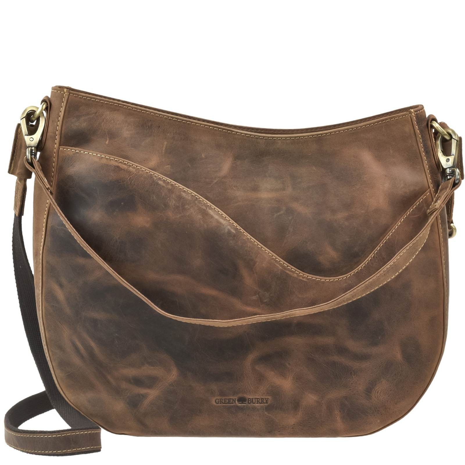 Greenburry Umhängetasche Leder Schultertasche Vintage 39x34cm antikbraun Damentasche, Handtasche, Damen, braun