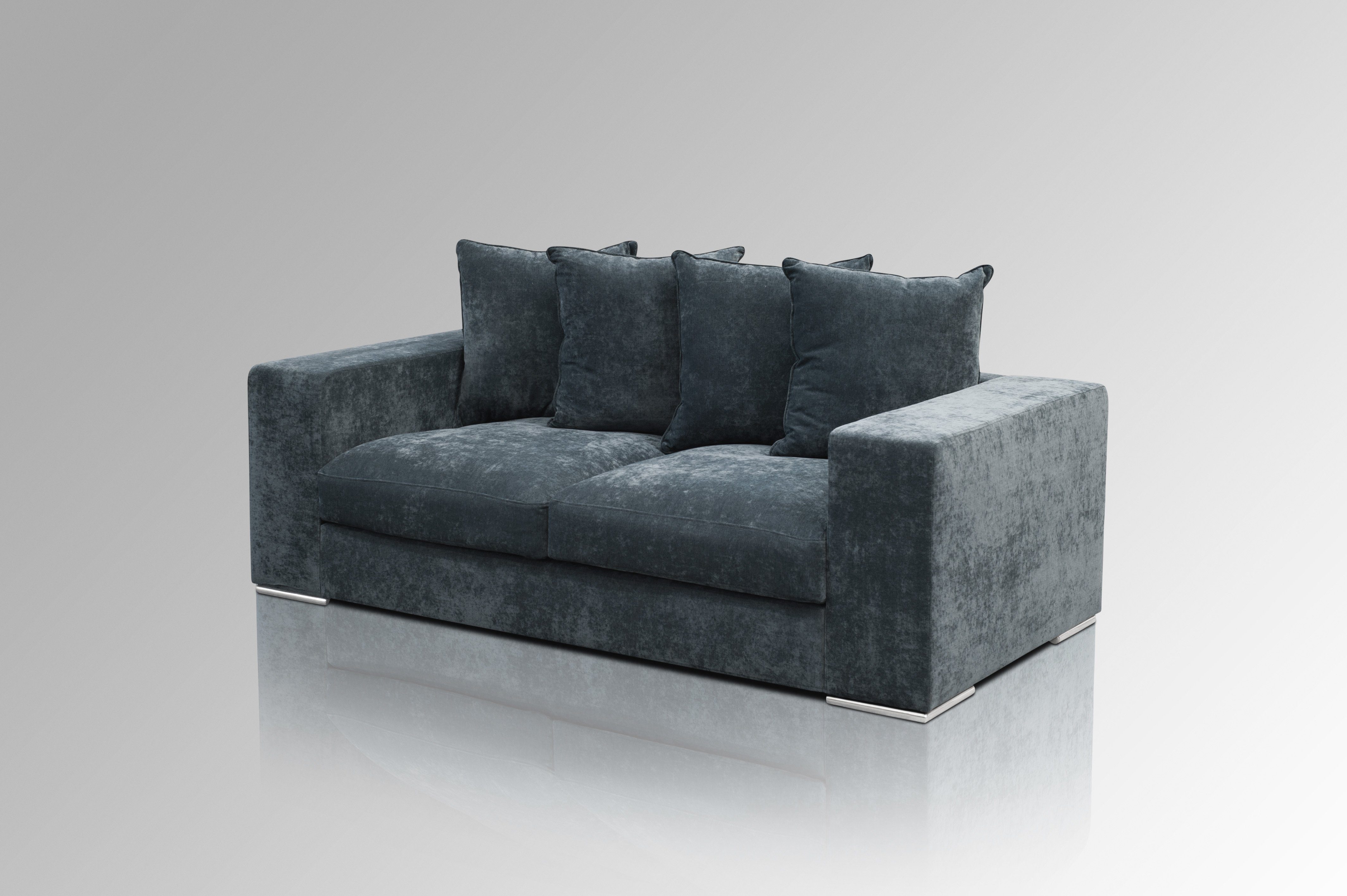 4 2 Sitzer od. Elements AMARIS Größen 'George' Stoff-Bezug (Samt) gemütlich Samt Blau 2m, Couch Sofa