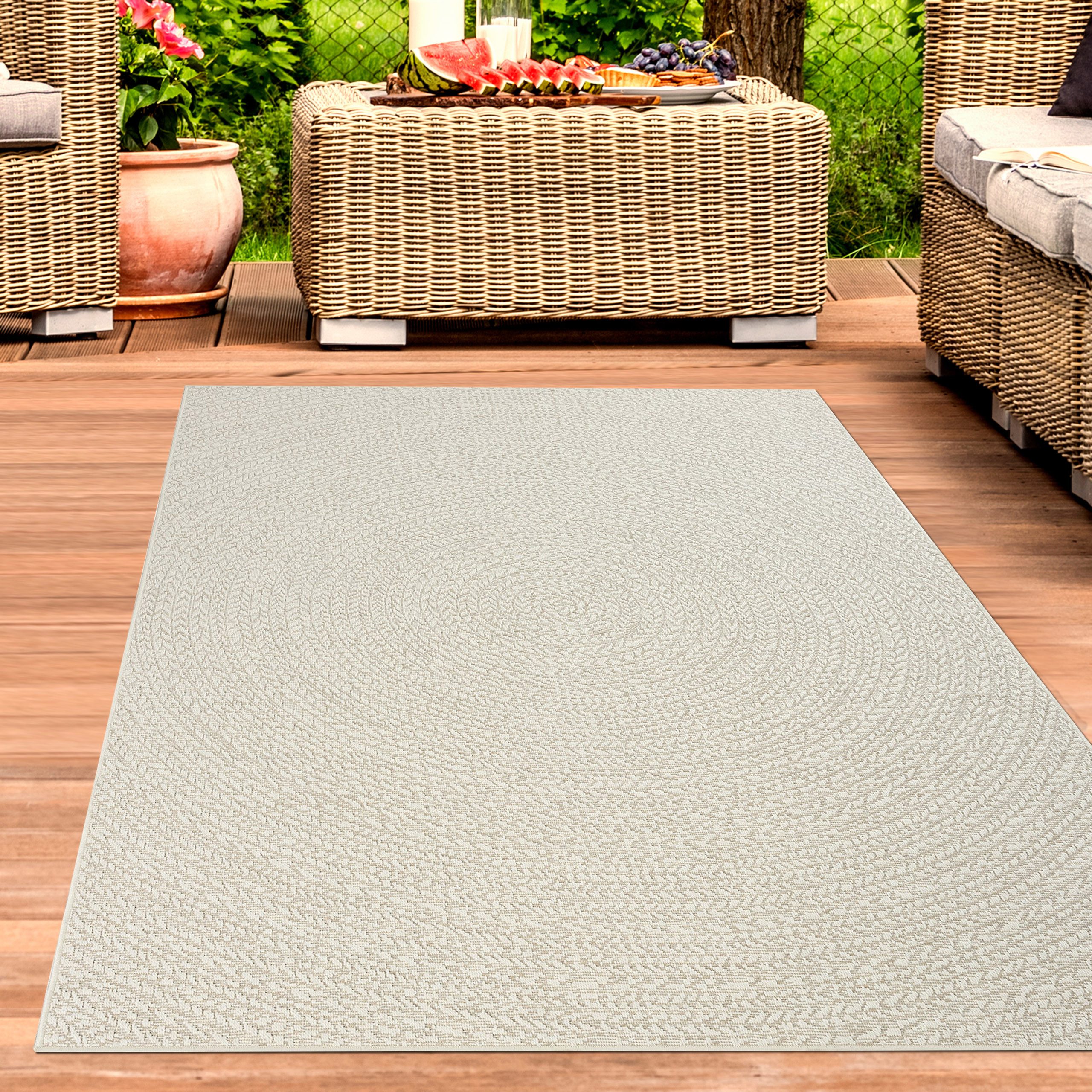Carpetia Outdoorteppich In- & Outdoorteppich Jute-Look, rechteckig, Höhe: 5 günstig online kaufen