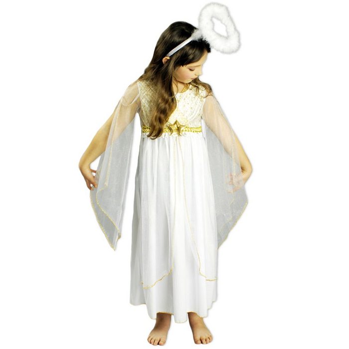 Funny Fashion Kostüm Kinder Engelskostüm 'Lucia' Weiß Gold - Christkind
