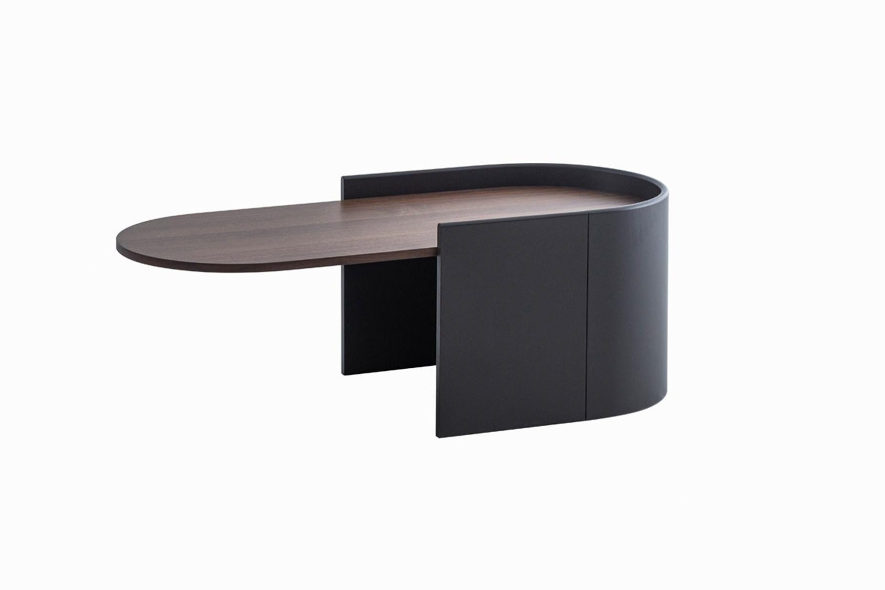 Xlmoebel Couchtisch Eleganter ovaler Couchtisch in Schwarz und Braun aus Holz, Made in Europa