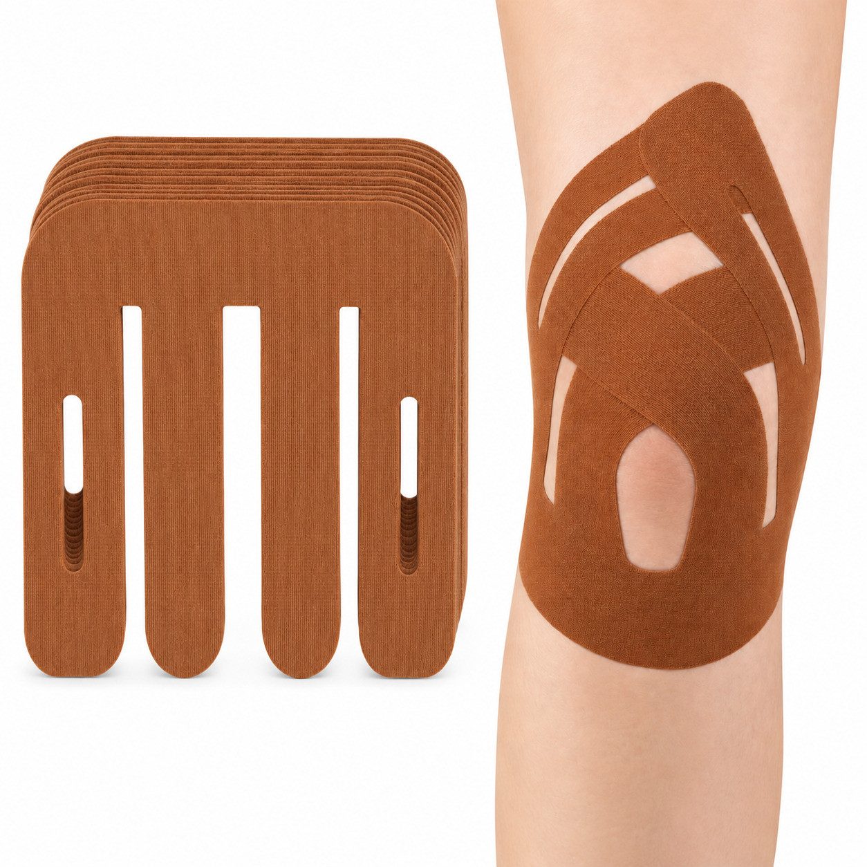 COOL-i ® Kniebandage Kinesiologie Knie Tape 12 Stück, Vorge schnitten, Elastisches Sporttape, Wasserfest, Hautfreundlich & Latexfrei