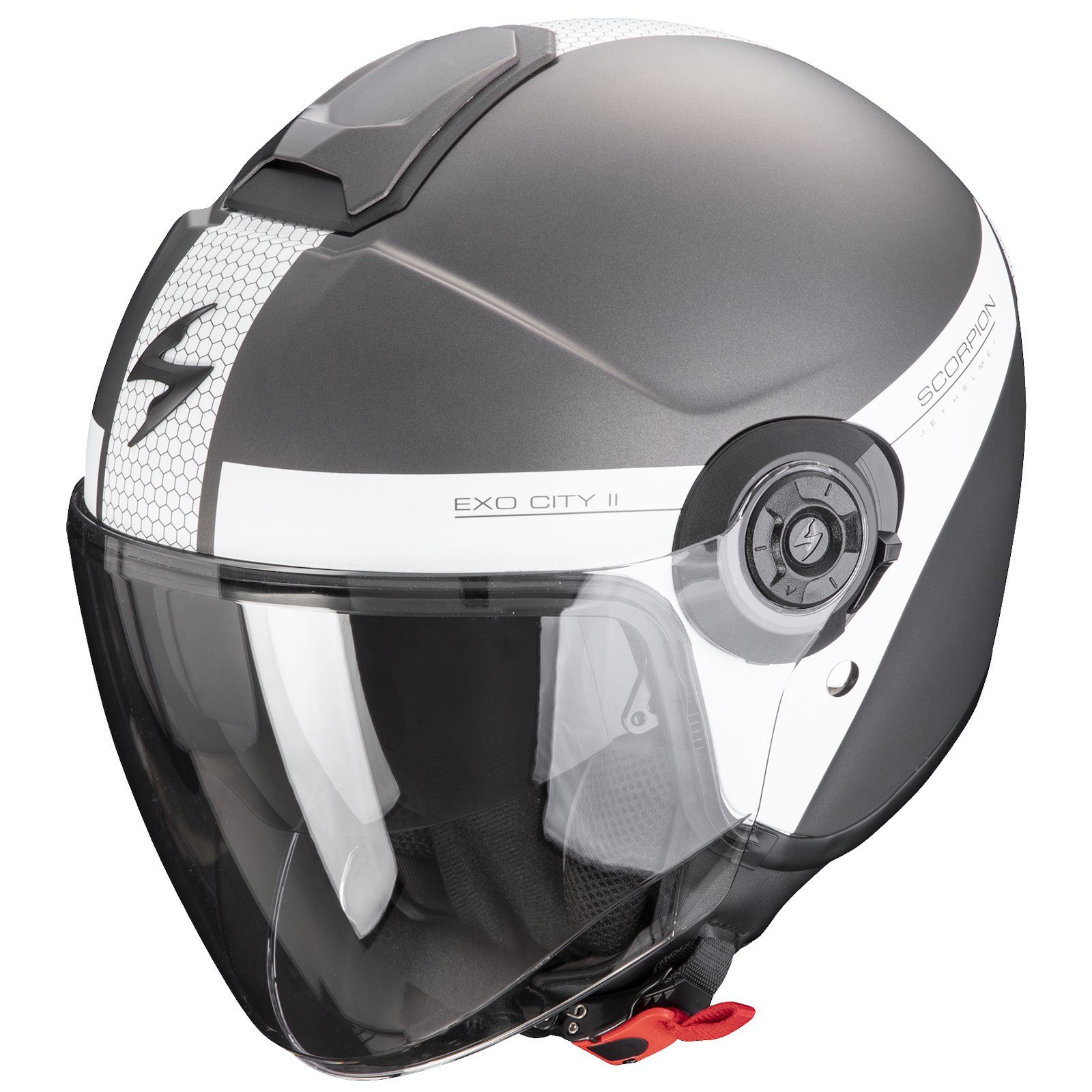Motorradhelm Scorpion Exo-City II Short Matt-Silber / Weiss