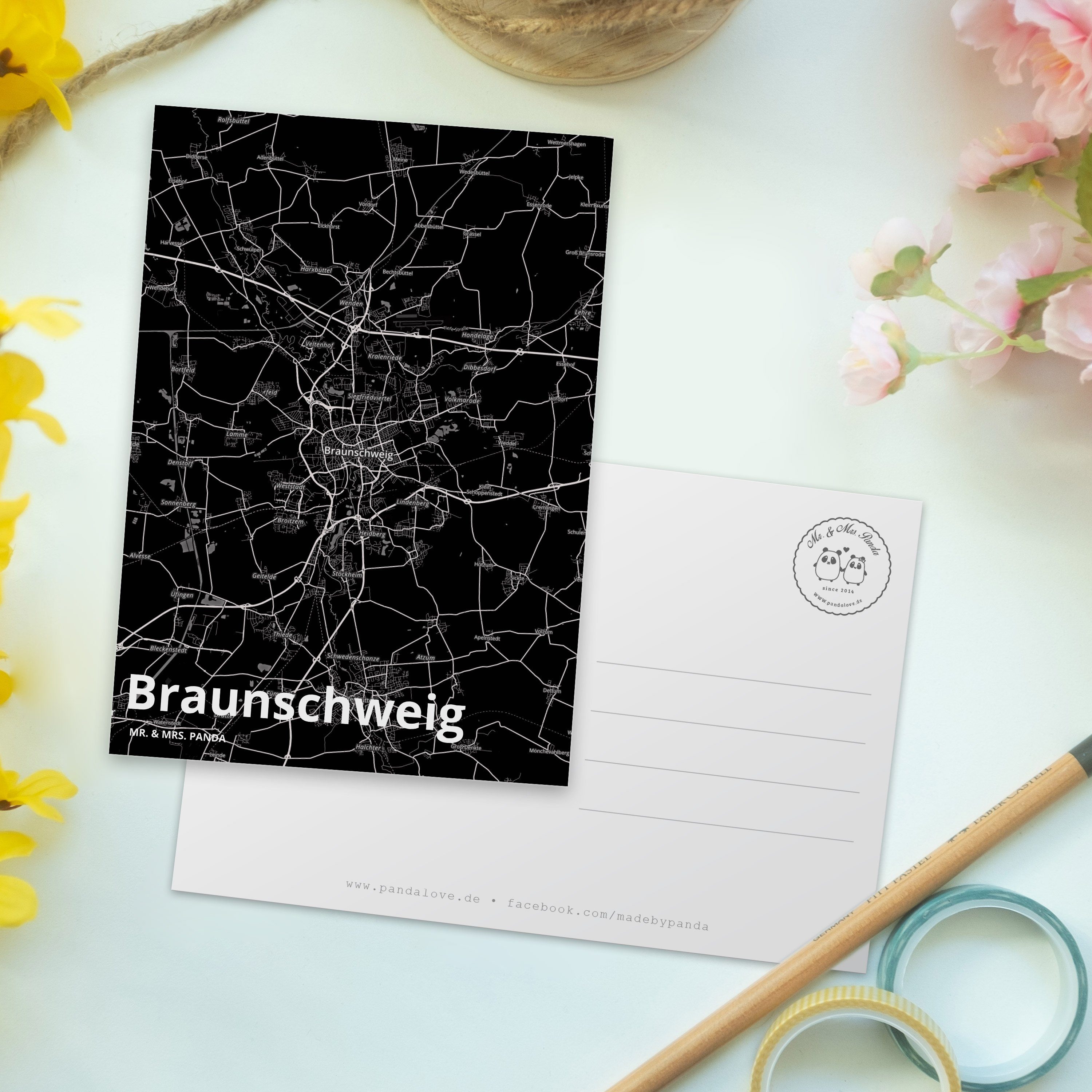 Grußkarte Mrs. Mr. Braunschweig Geburtstagskarte, Geschenk, - & Geschenkkarte, Panda Postkarte