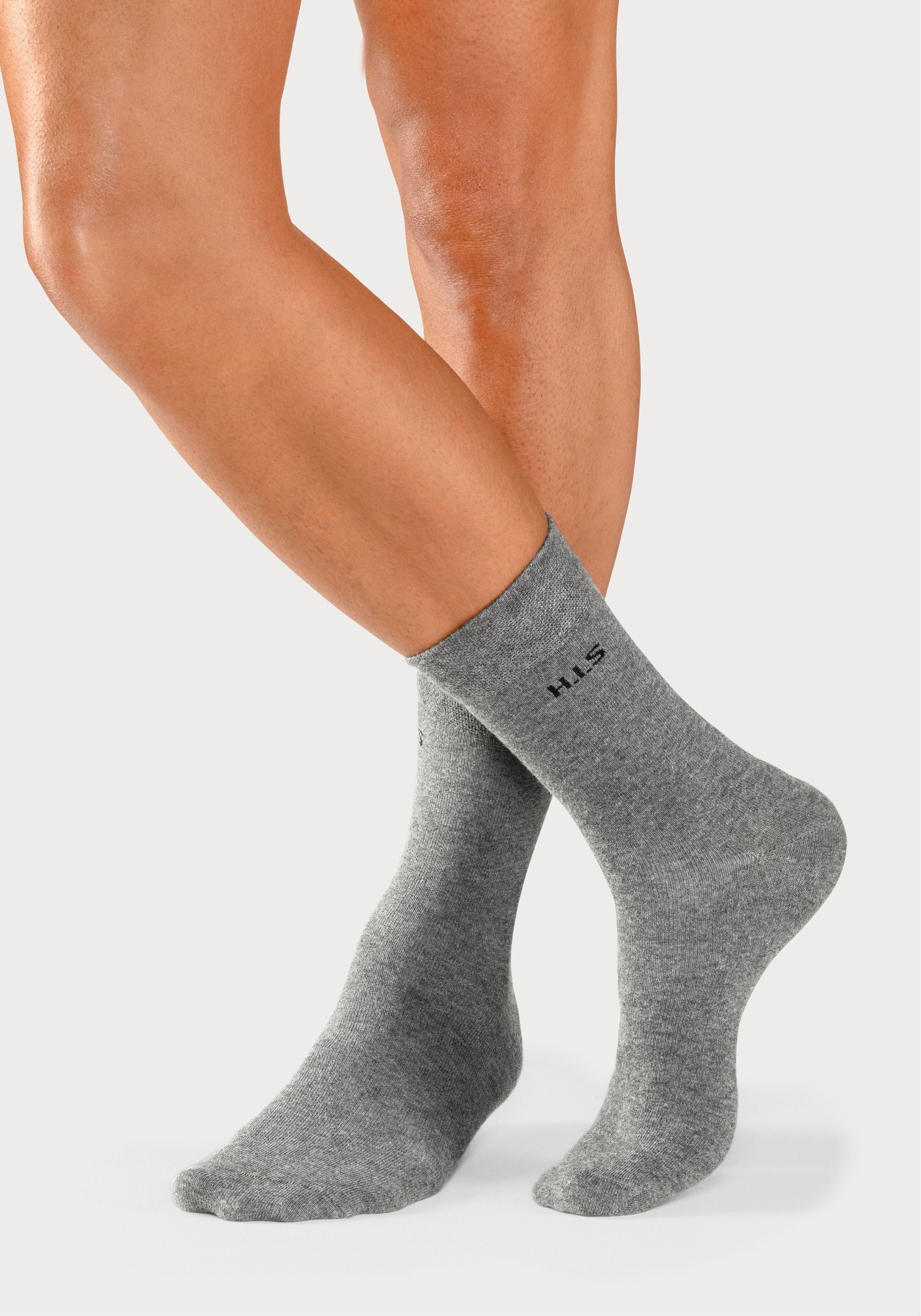 H.I.S Socken Herren Basic Comfort Socken (Packung, 4-Paar, Gr. 43-46 bis 47-48) mit druckfreiem Bündchen