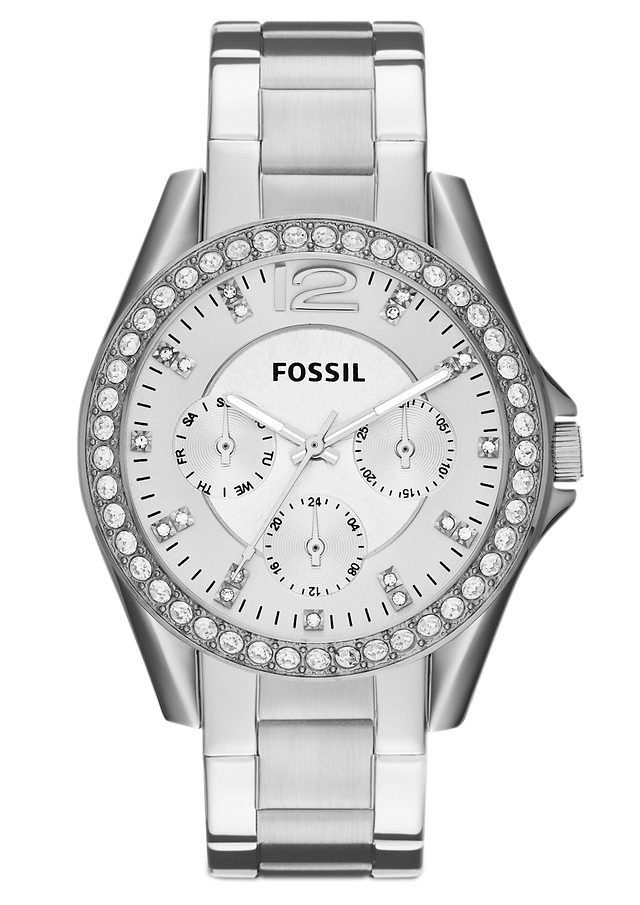 Fossil Multifunktionsuhr RILEY, ES3202, Quarzuhr, Armbanduhr, Damenuhr, Datum, 12/24-Stunden-Anzeige