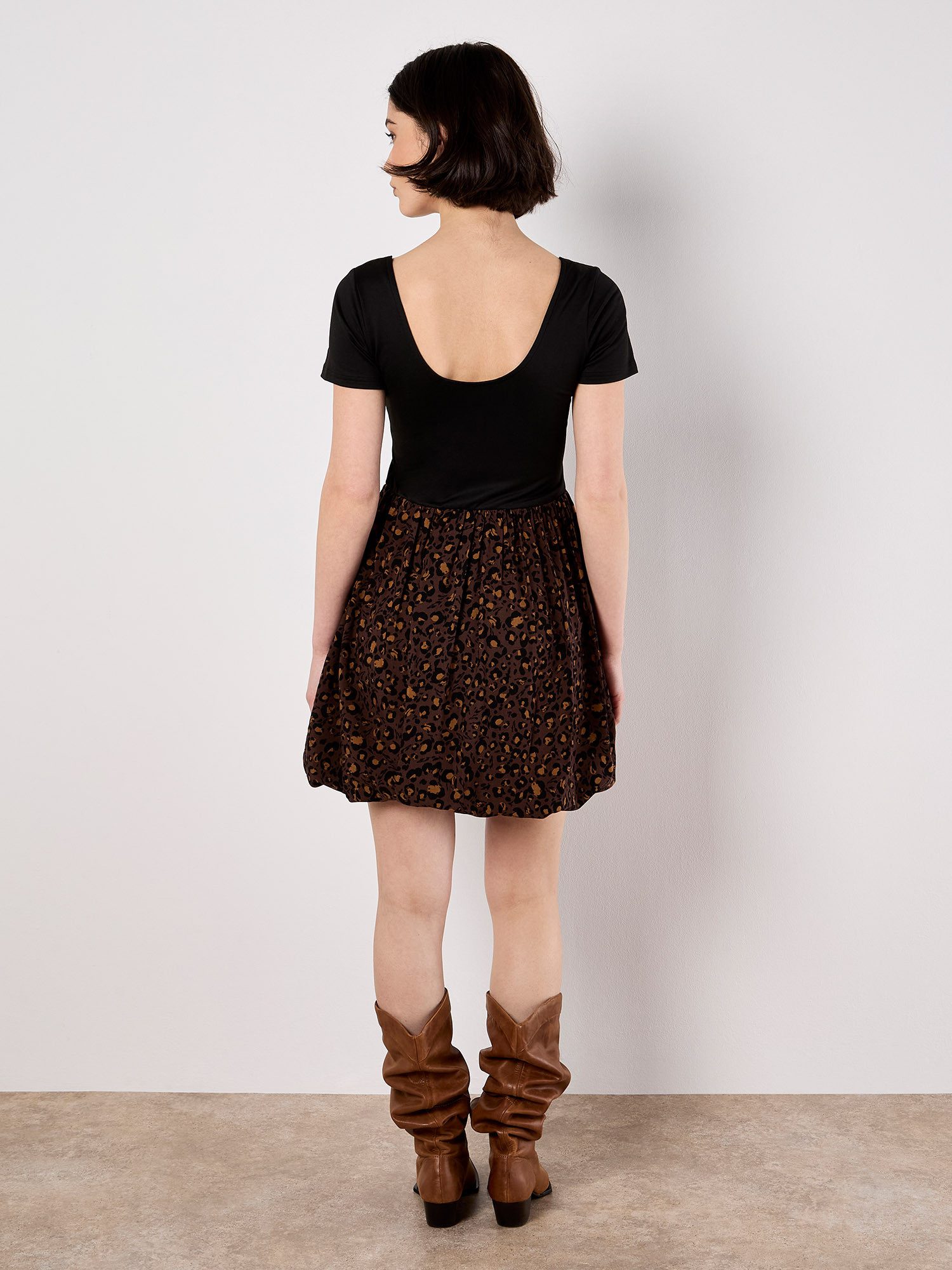Apricot Minikleid Animal-Print Kleid mit Ballonrock