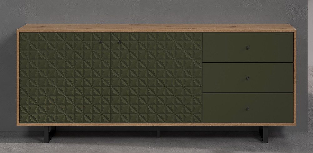 trendteam Sideboard Sideboard Sentra, Dark Green / Artisan Eiche