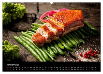 CALVENDO Wandkalender Delicious - Gourmet Food Calendar 2023 / UK-Version (Premium-Calendar 2023 DIN A2 Landscape)