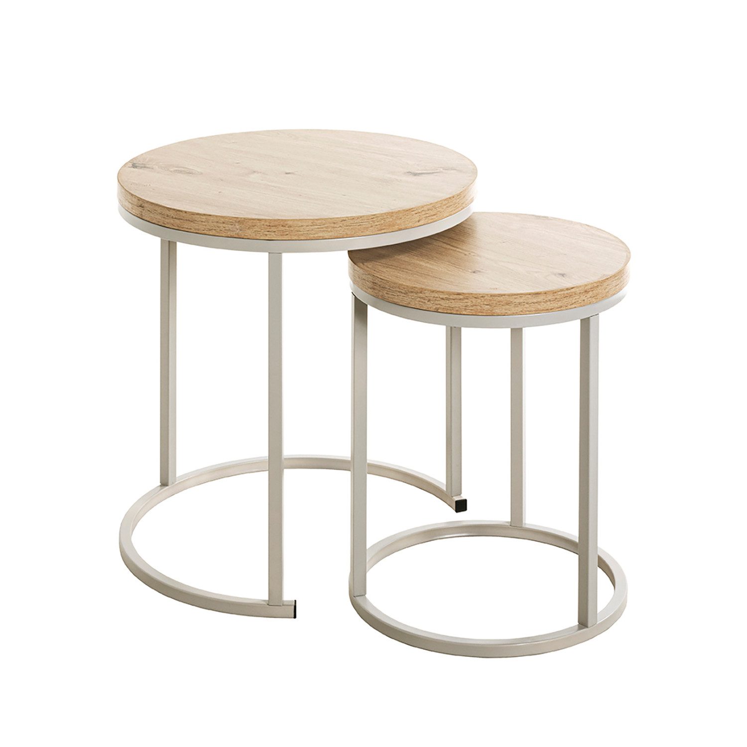Beistelltisch LEVI Tisch 2er Set - eiche-grau - MDF, Metall - Wohnzimmertisch