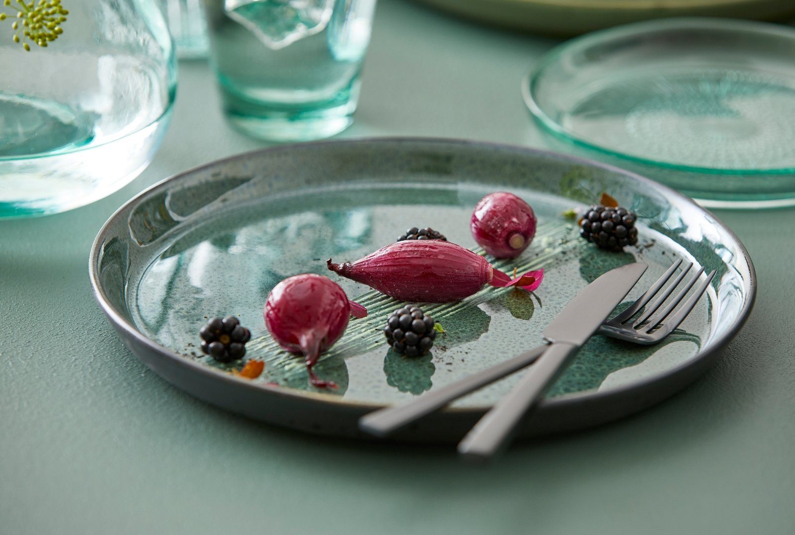 Bitz Servierplatte Platte black / green 36 x 25 cm, Steinzeug, (Platten), Platte oval 36x25 cm Steinzeug Schwarz/Grün