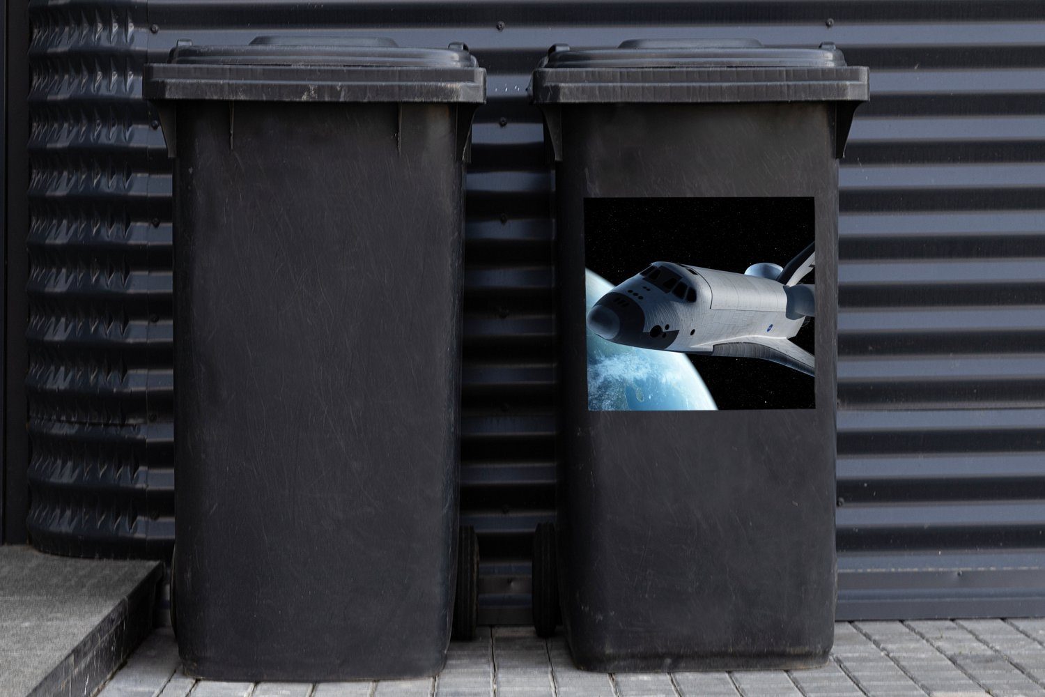 Shuttle MuchoWow Sticker, über der Mülleimer-aufkleber, Mülltonne, Wandsticker Container, St), Abfalbehälter (1 Space Erde