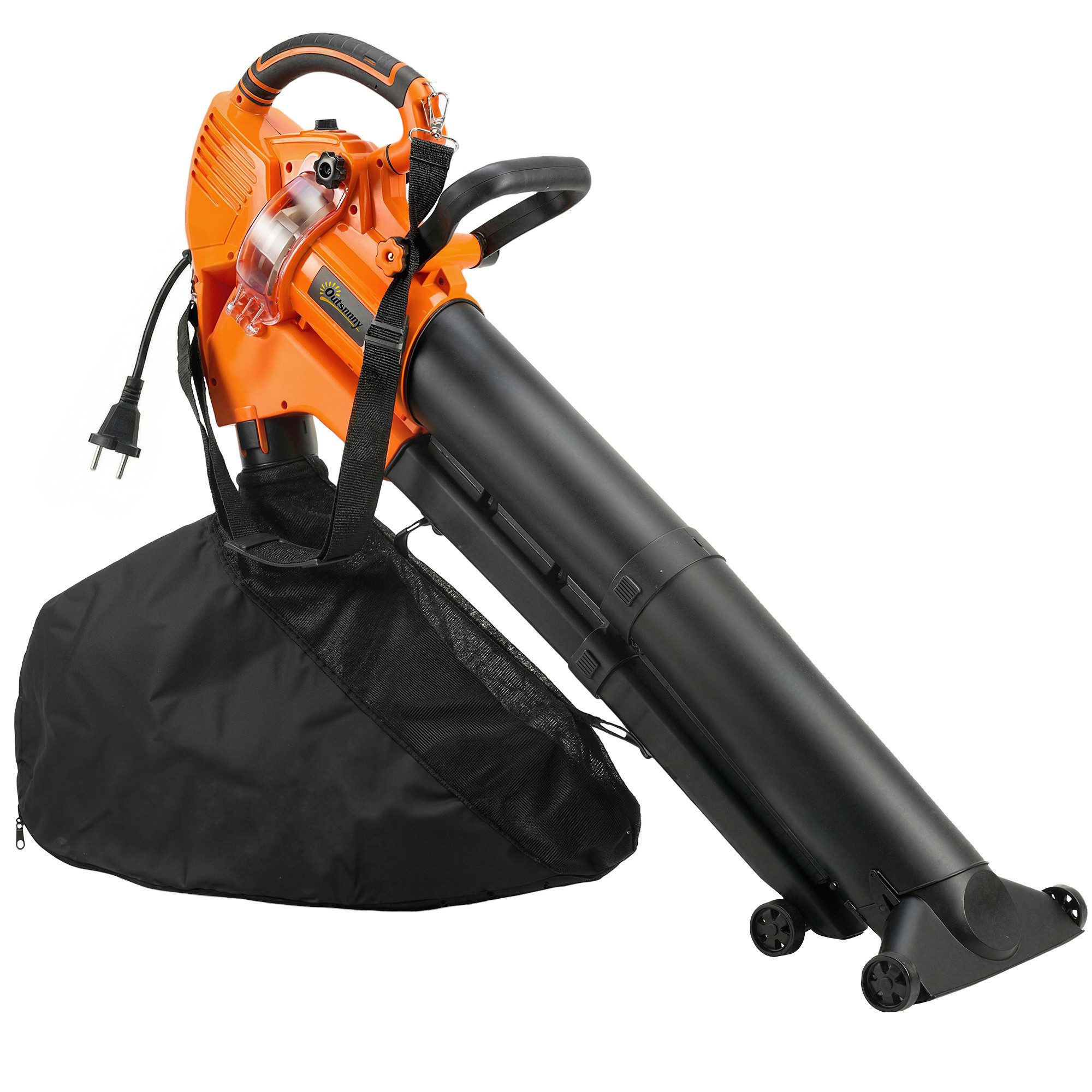 Novzep Elektro-Laubbläser 3-in-1 Elektrischer Laubbläser &Staubsauger mit 40L Auffangbeutel, 4 Rädern, verstellbarem Gurt
