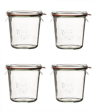 WECK Einmachglas Sturzgläser 500ml Einweckgläser Komplett Set, Glas, (4-tlg)