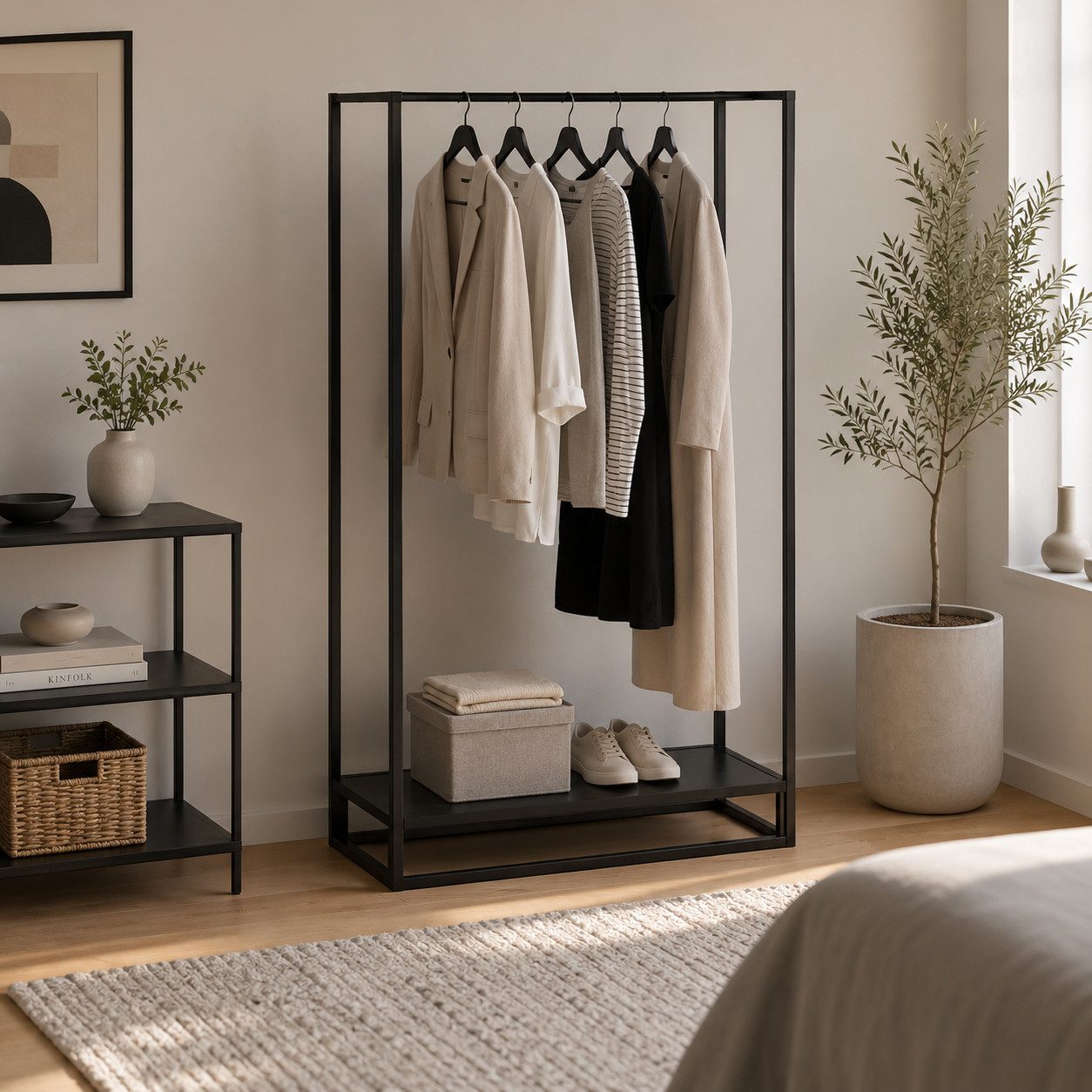 HR Direktverkauf GmbH Kleiderständer Kleiderständer "Construct" mit Ablage, Design-Garderobe, 1 große Ablage