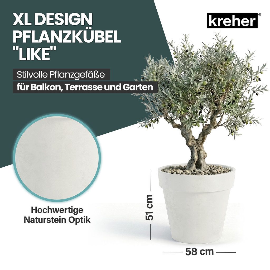 Kreher Pflanzkübel Rollbarer XXL Pflanzkübel "LIKE" Ø 58 cm in verschiedenen Farben (1 St)