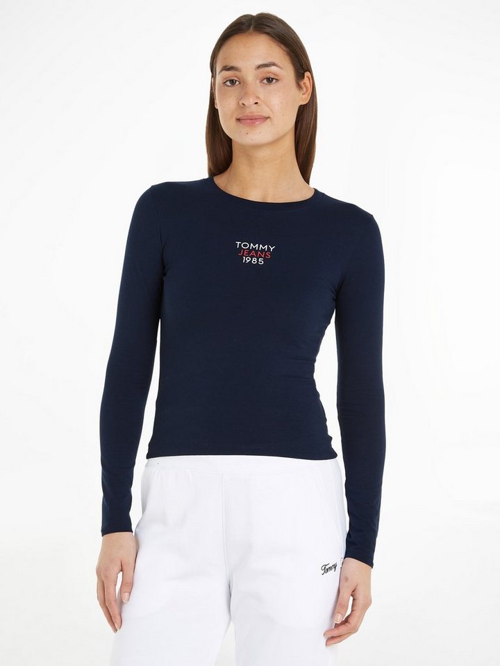 Logo Langarmshirt Logoschriftzug Jeans Longsleeve Fit mit Slim Essential Tommy Shirt