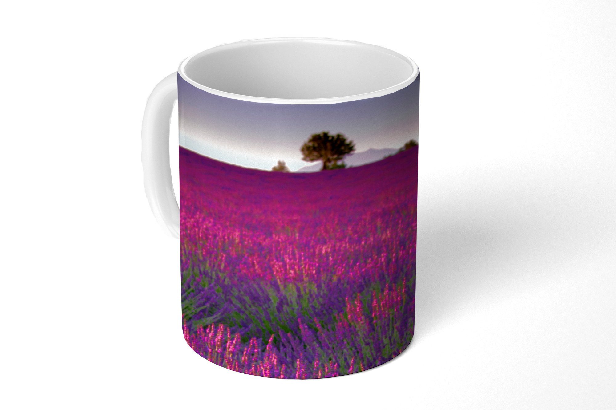 MuchoWow Tasse Lila Lavendelblüten auf einem Feld, Keramik, Kaffeetassen, Teetasse, Becher, Teetasse, Geschenk