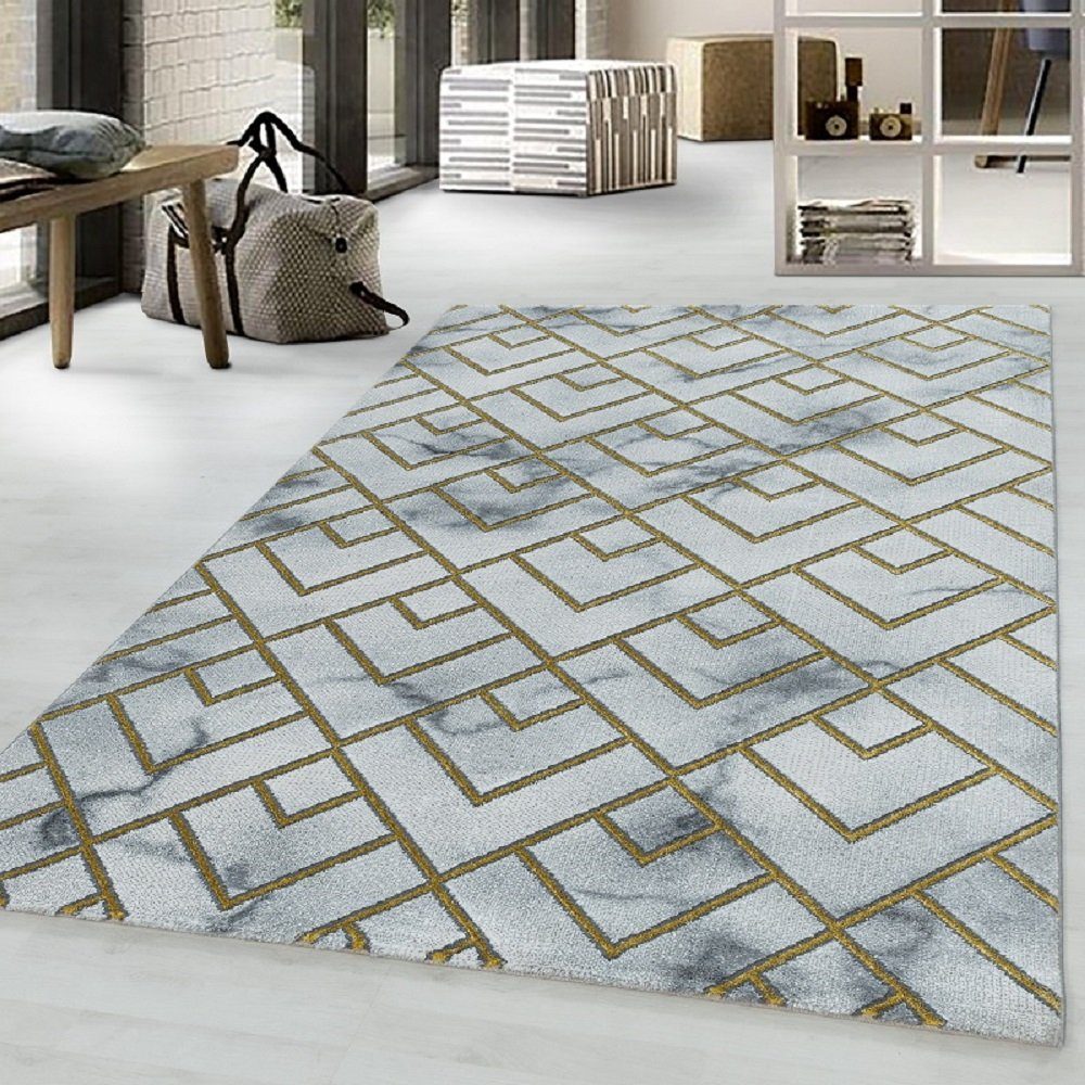 Teppich exklusiver Teppich mit Marmoroptik, Gold und Giantore, edel modern, rechteck