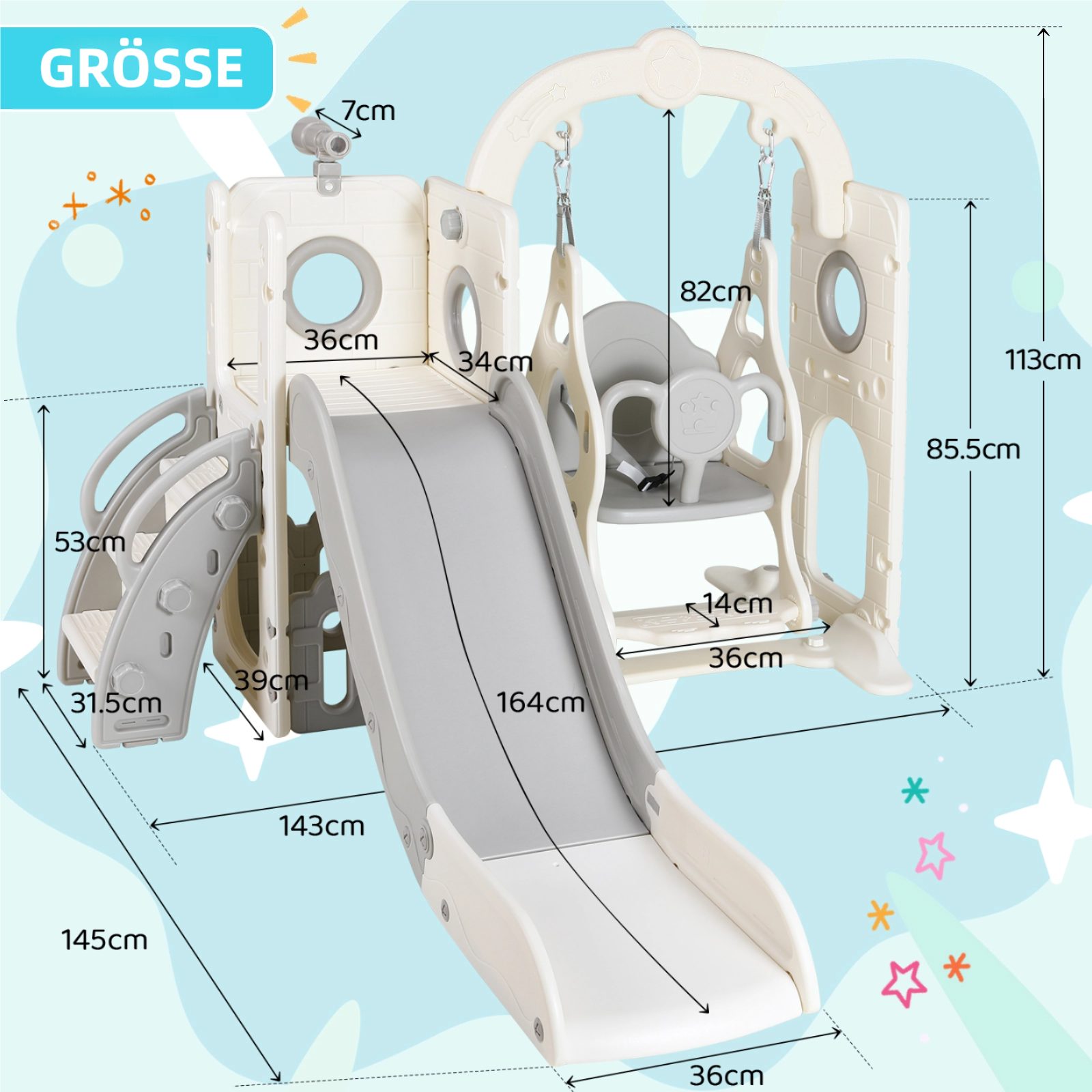 TLGREEN Rutsche 5-in-1 Kinderrutsche, Gartenrutsche Breite Stufen und Griff günstig online kaufen