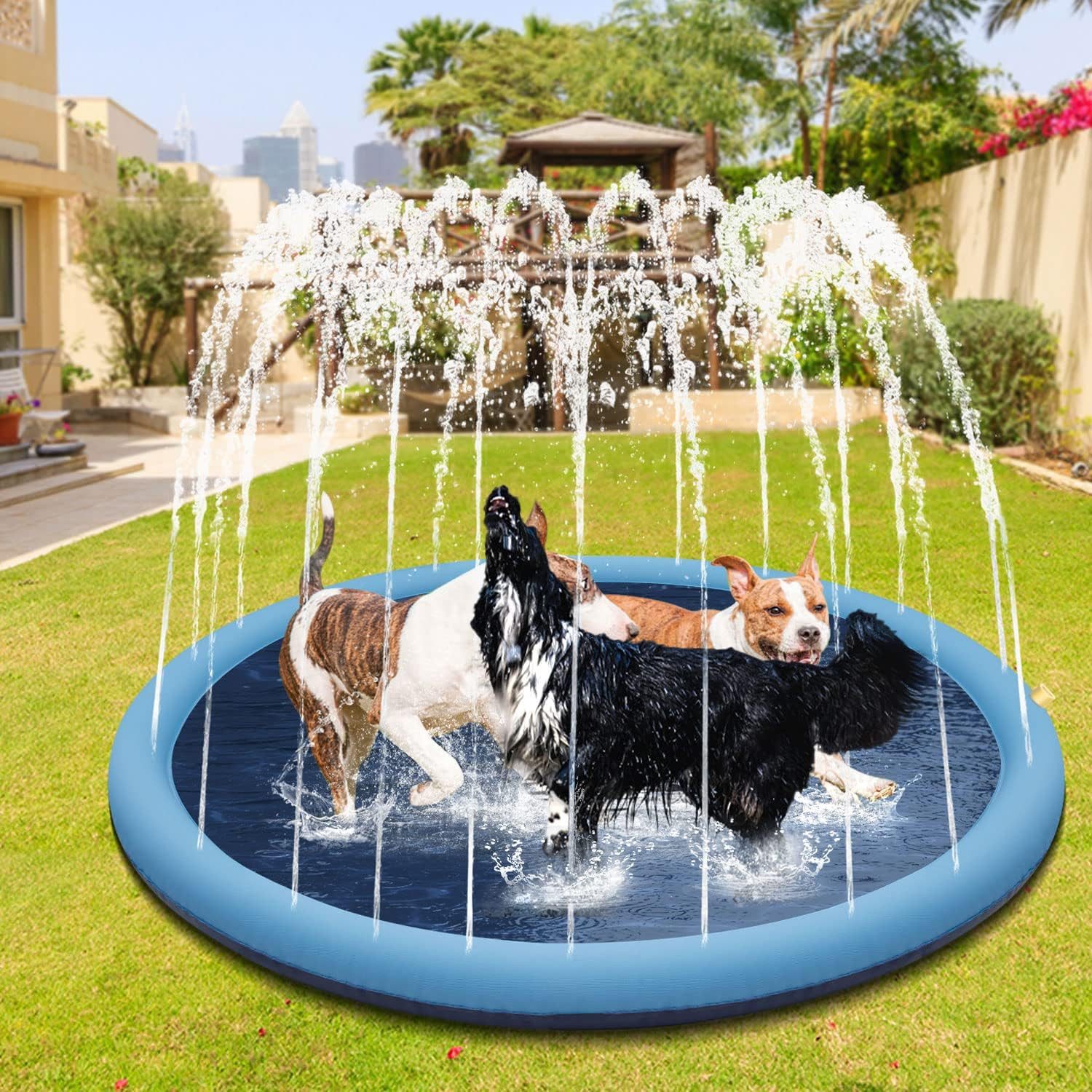 FELIXLEO Hundepool Hundepool 170cm Sprinkler Matte Wasserspielmatte Rutschfest., (1-tlg)