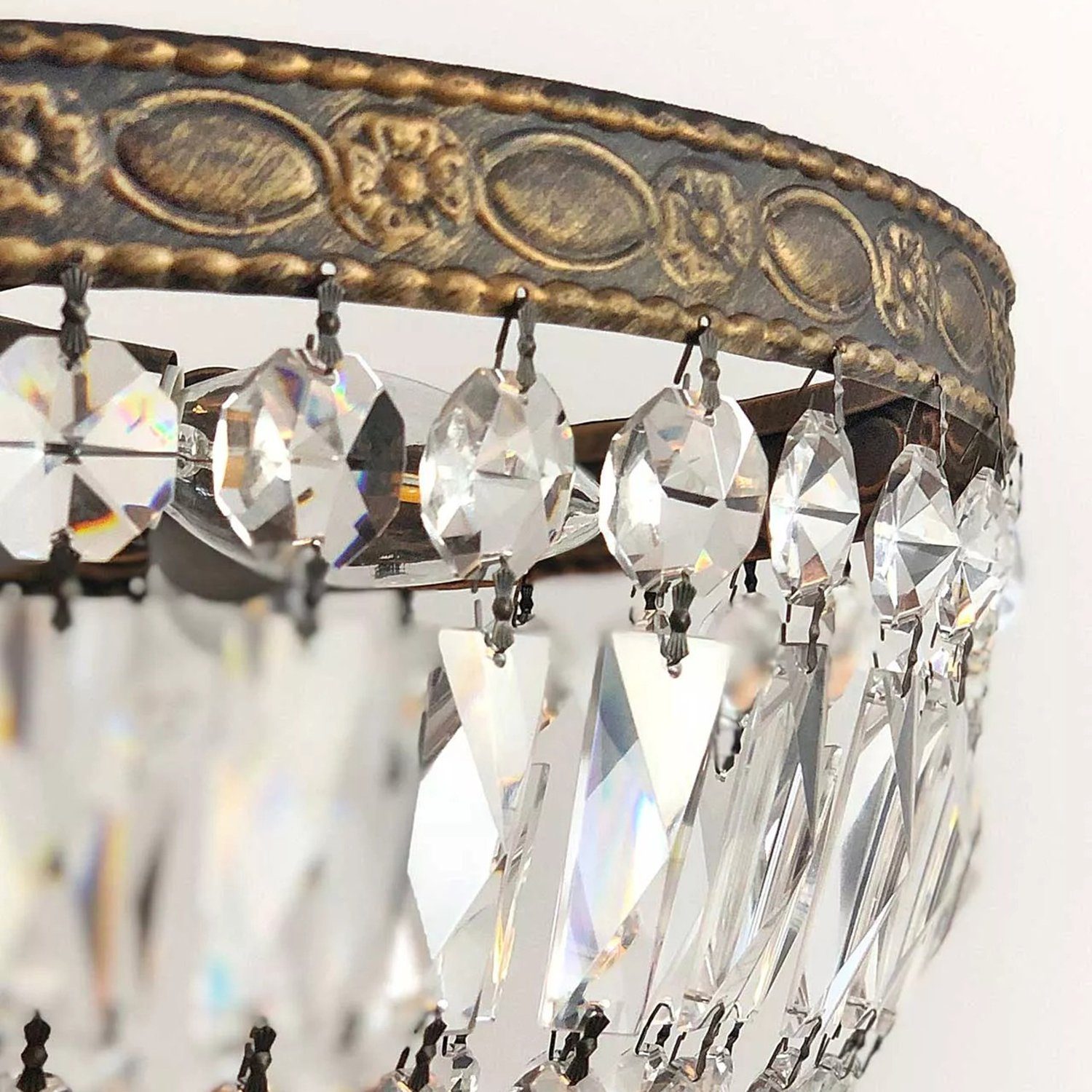 Ø40cm aus Antik PGA-Lights Deckenleuchte Florence Kristallen Kristall geschliffenen Deckenlampe