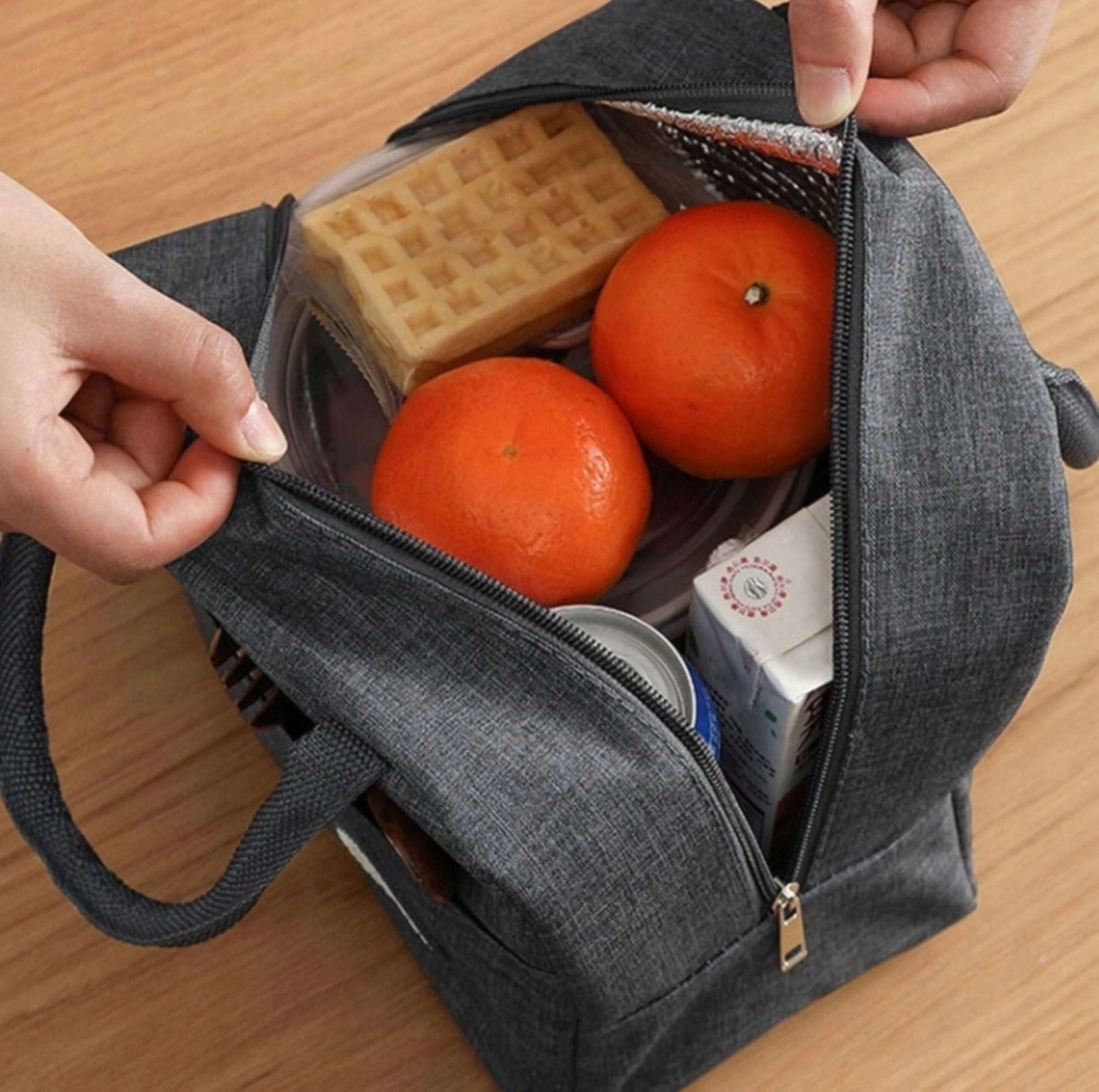 Realb2b Lunchbox Lunchbox Isoliertasche Thermotasche mit Reißverschluss Lebensmittel, (Einzelartikel Lunchbox Isoliertasche Thermotasche, Isoliertasche Lunchbox Tasche für warme und kalte Speisen), Isolierfunktion wasserabweisend Reißverschluss leicht tragbar