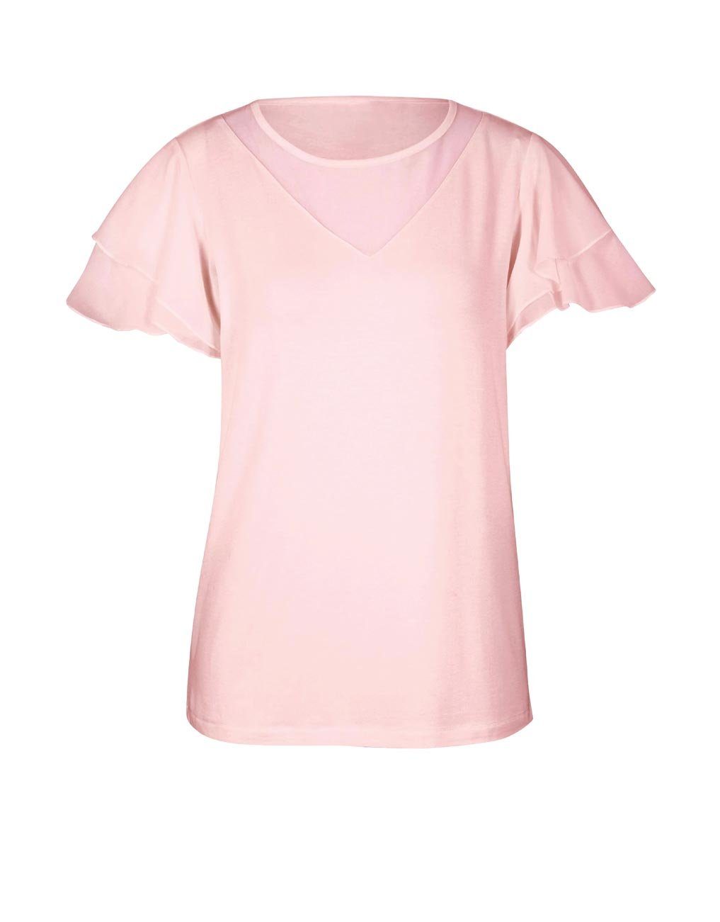 Ashley rosé m. by ASHLEY Damen Designer-Jerseyshirt Volants, heine T-Shirt Brooke BROOKE