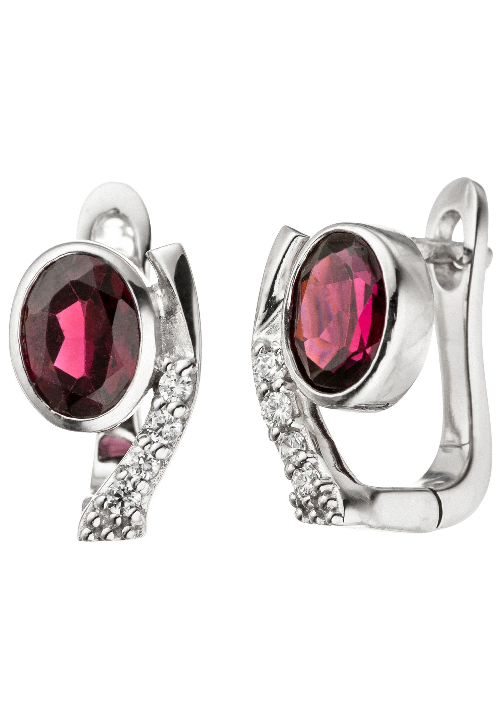 JOBO Paar Creolen, 925 Silber mit Granat und 8 Zirkonia günstig online kaufen