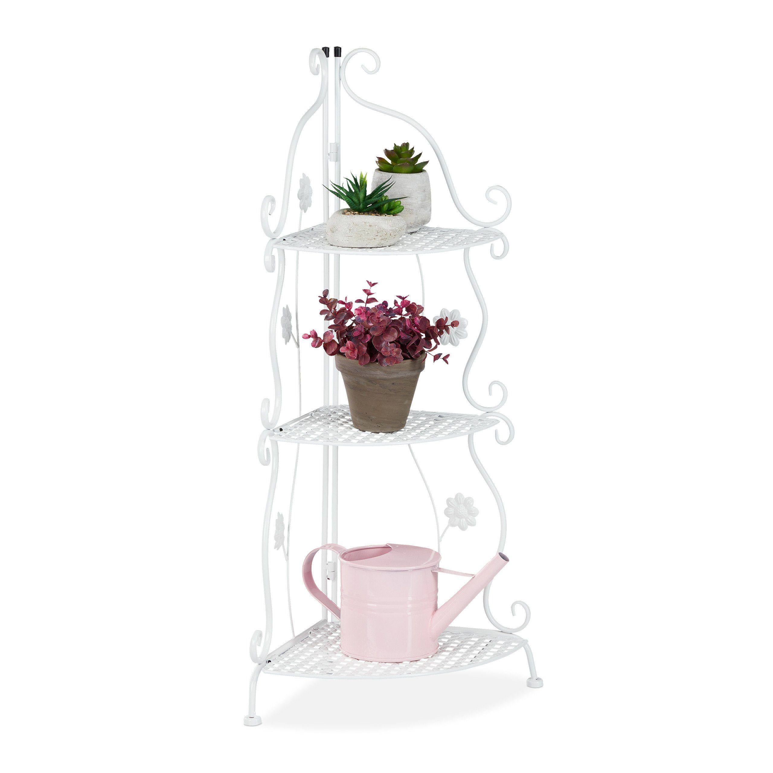 relaxdays Blumenständer Blumenregal Metall, Weiß günstig online kaufen
