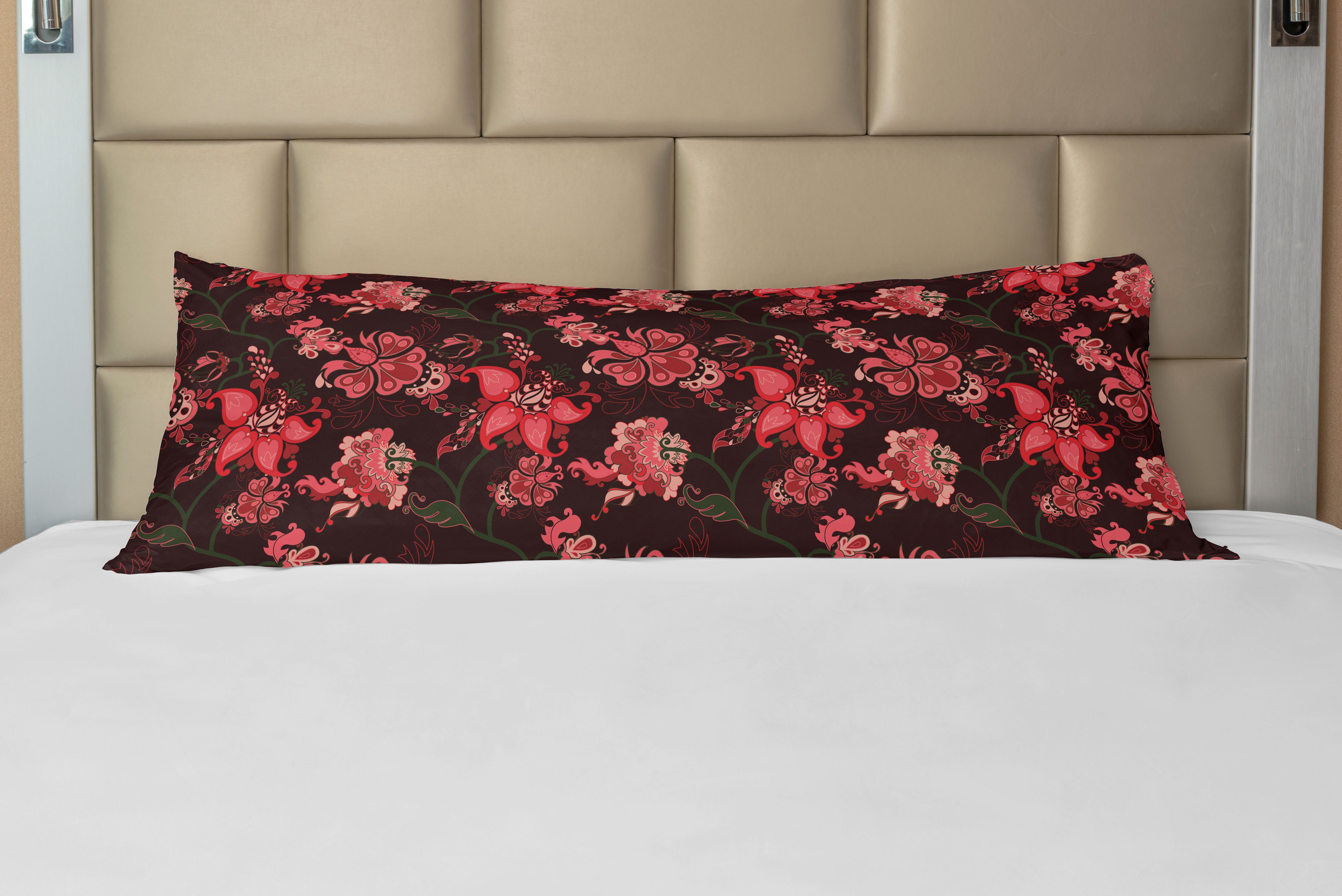 Langer Paisley-Blumen-Muster Deko-Akzent Kissenbezug, Seitenschläferkissenbezug Abakuhaus, Romantisch