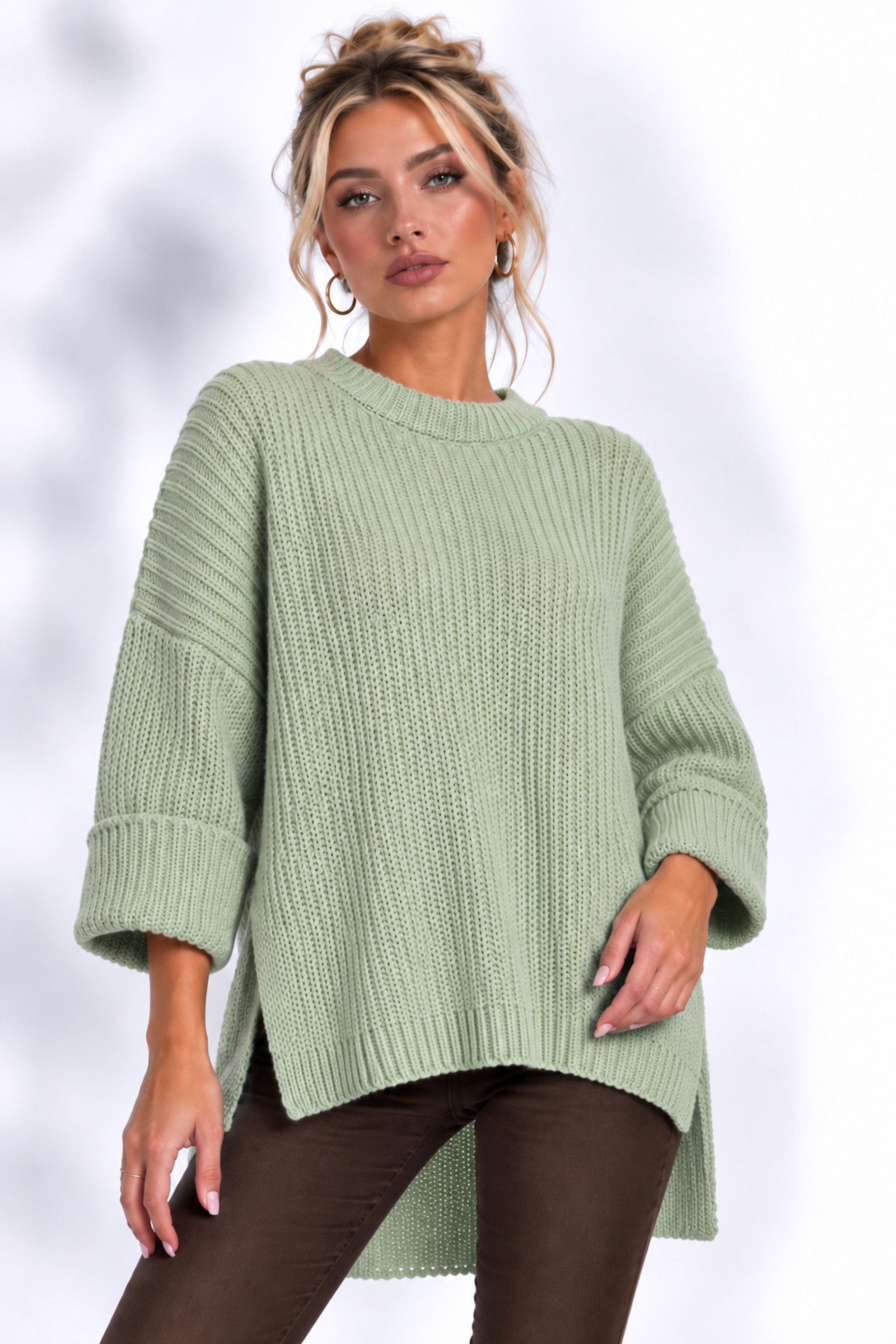 Worldclassca Longpullover WORLDCLASSCA Damen Oversize Strickpulllover Lang Pulli Neue Kollektion - Stilvolle und gemütliche Strickmode für Damen