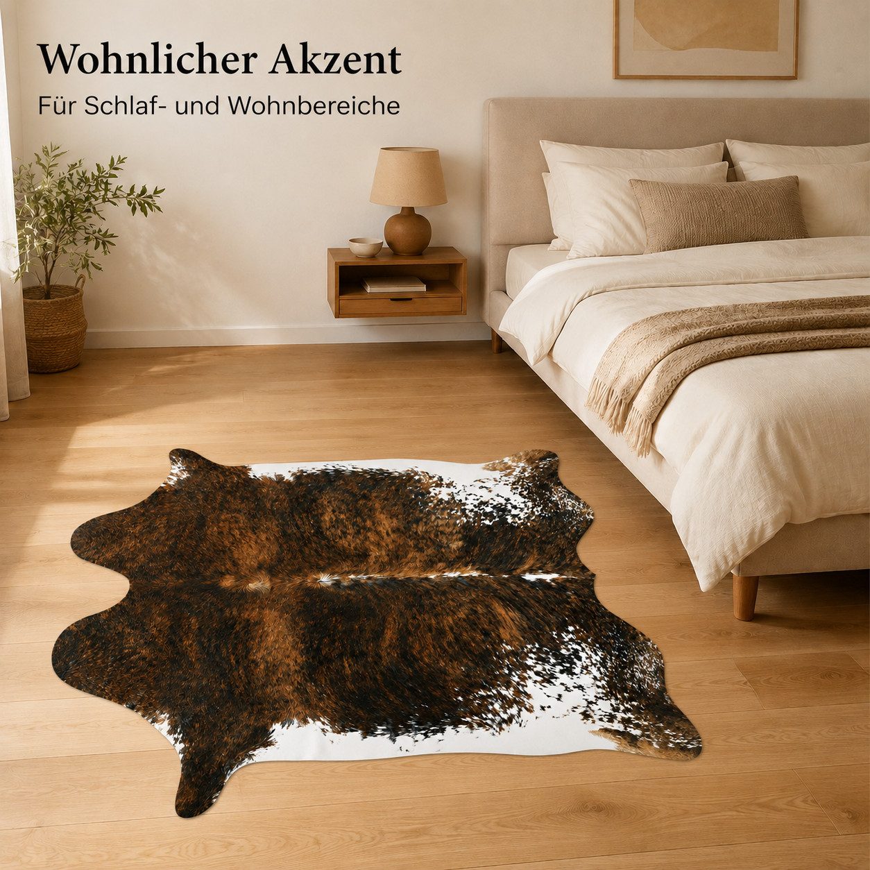 Lochas Fellteppich Teppich in Kuhfelloptik, Kurzflor, waschbar – Bild 4 von 5