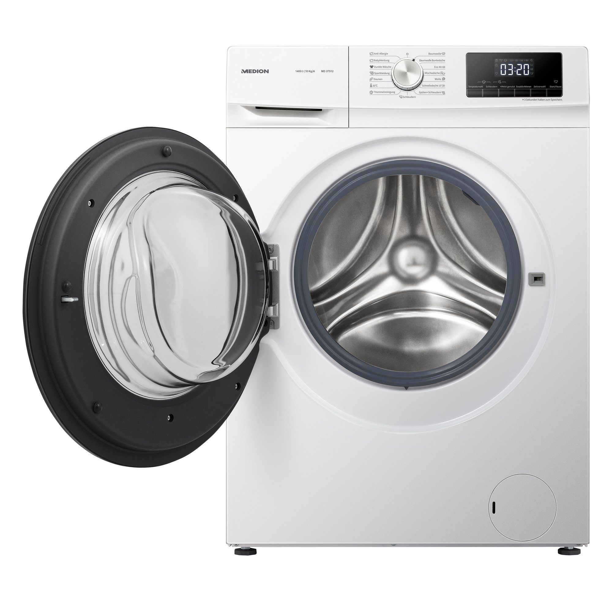 Wäschenachlegen, Waschmaschine Medion® 1400 kg, 15 MD Waschprogramme 10 U/min, 37512, Timerfunktion,