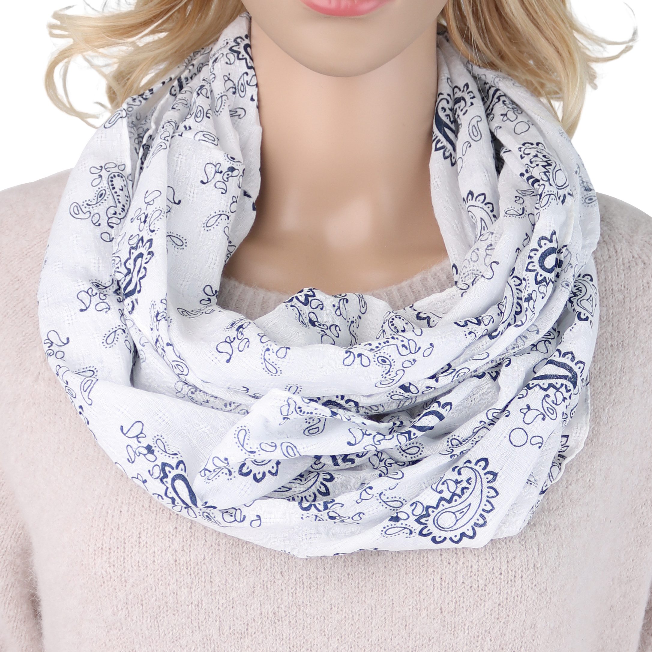 Loop Damen Schal mit Paisley Punkte Weich aus 100% Baumwolle
