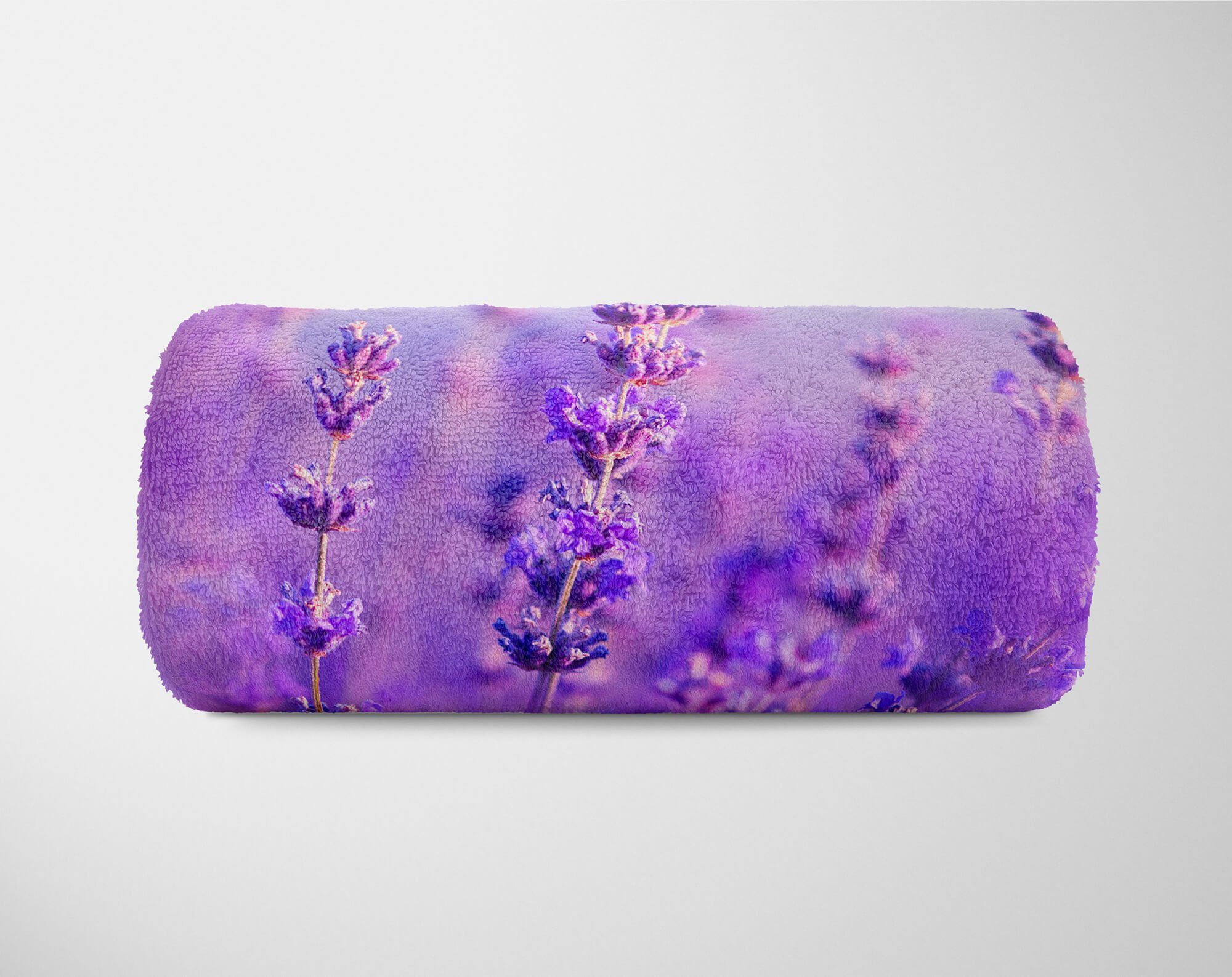 Saunatuch Strandhandtuch Fotomotiv Kuscheldecke mit Art (1-St), Handtücher Handtuch Wildblume, Sinus Handtuch Lavendel Baumwolle-Polyester-Mix
