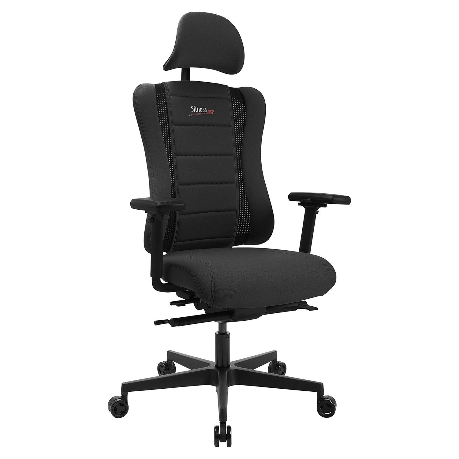 TOPSTAR Gaming-Stuhl SINTESS RS PRO 2020, Schwarz, Kunstleder, Stoff, 3D-Armlehnen, Höhenverstellbar, verstellbare Kopfstütze