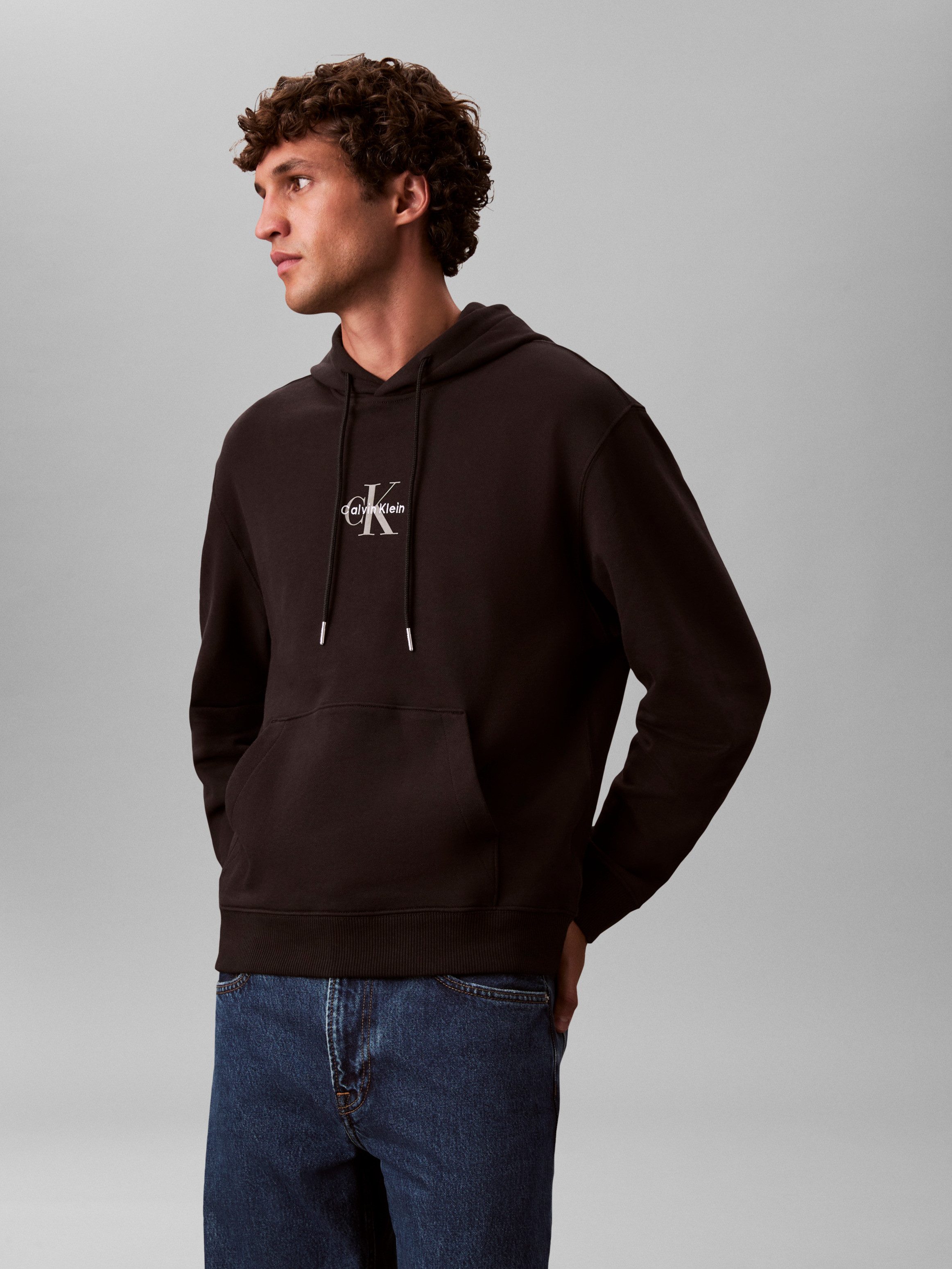 Calvin Klein Jeans Sweatshirt LS EU 350TERRY MICRO MONOLOGO HO Kapuze, regular fit