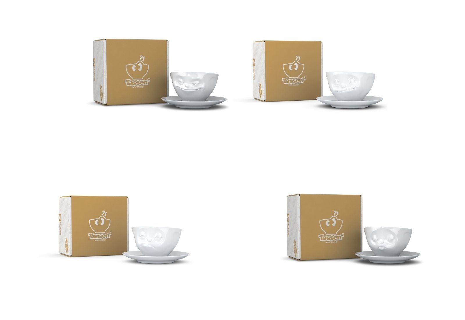 FIFTYEIGHT PRODUCTS Tasses/tasses à expresso avec soucoupe « Délicieux » ( porcelaine, 80 ml, blanc, fabriqué en Allemagne