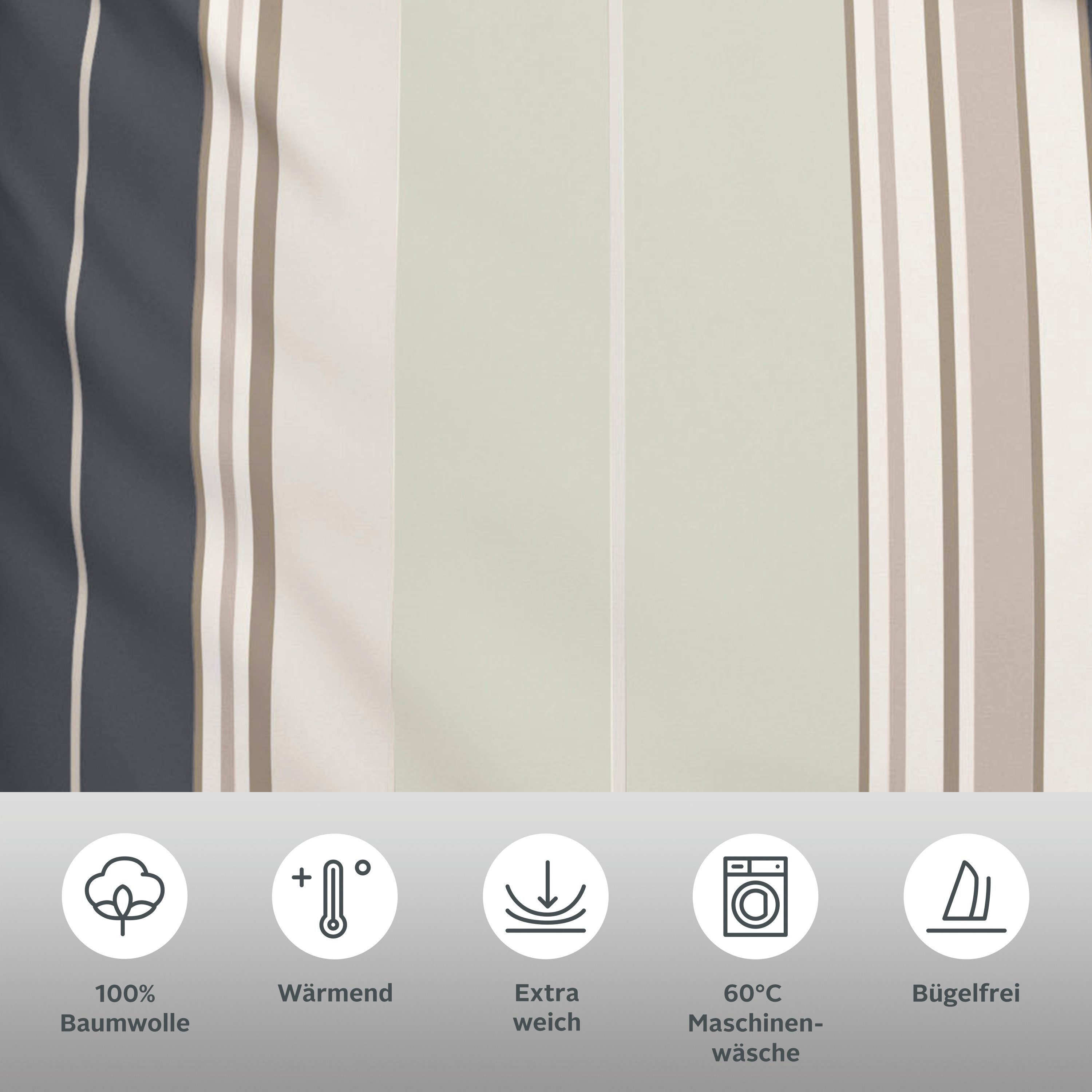 OTTO home Bettwäsche Golfi in Gr. 135x200 oder 155x220 cm, Biber, 2 teilig, sportliche Streifen Bettwäsche aus Baumwolle, Marke H.I.S by OTTO home – Bild 3 von 5