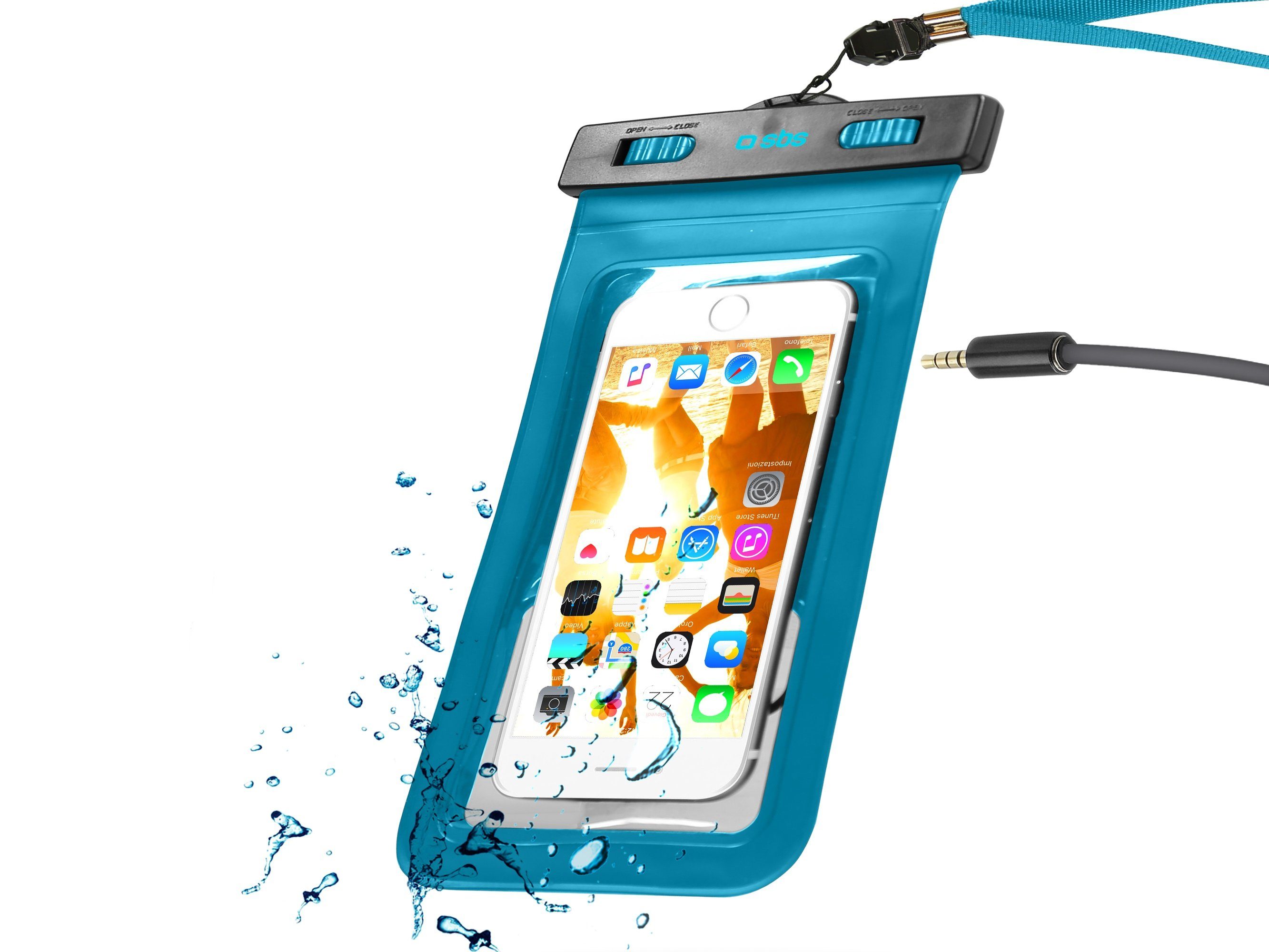 sbs Smartphone-Hülle SBS Universal Handyhülle wasserdicht für Geräte bis 5,5  Zoll - Handy Hülle IPX8 mit Buchse 3,5 mm