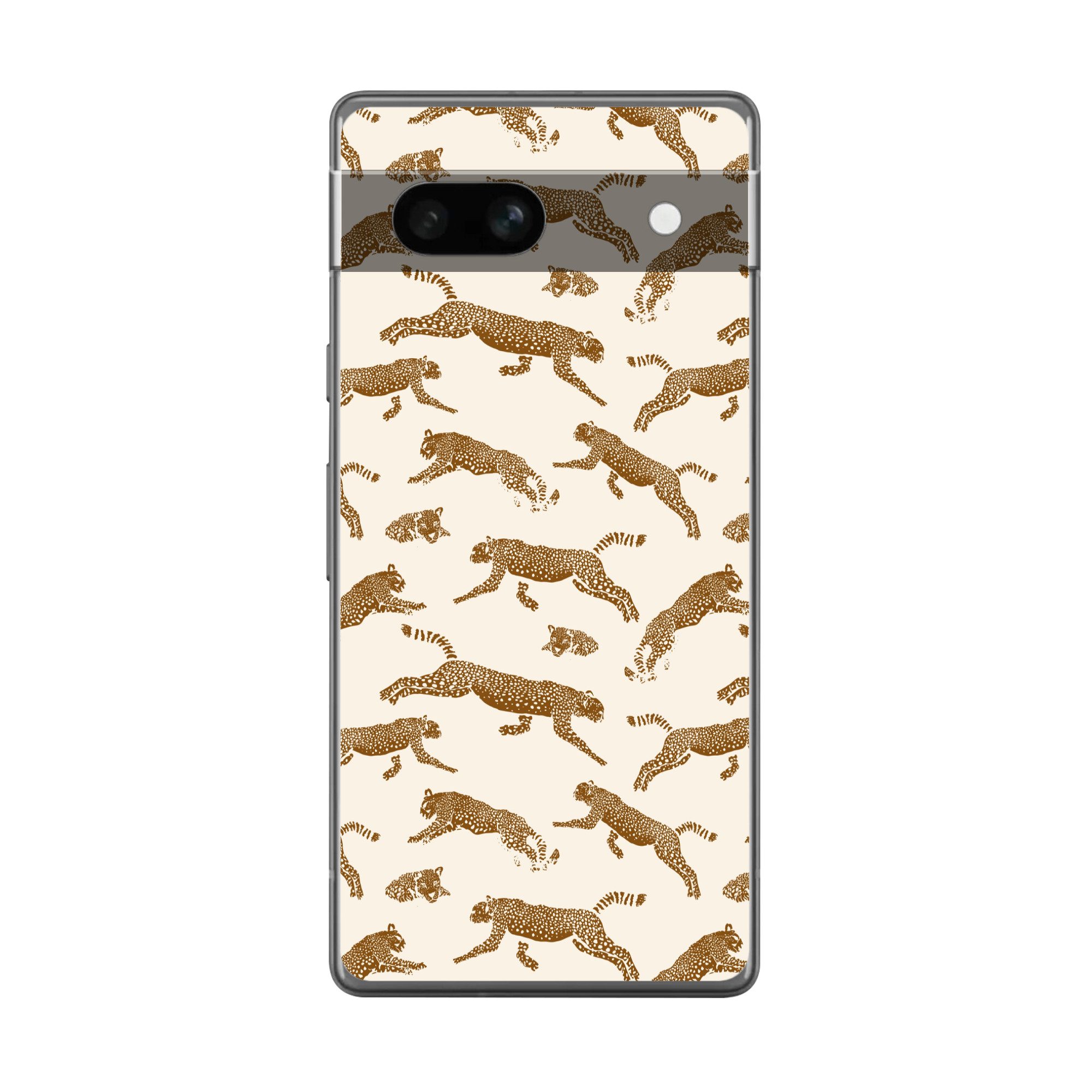 MuchoWow Handyhülle für Google Pixel 7a Panther - Tiere - Beige - Braun - Muster, Handy Case, Silikon, Bumper Case Dünn