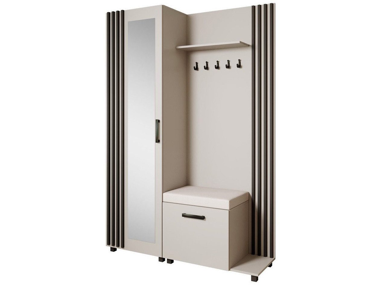 Beautysofa Garderoben-Set Livia – Design, Funktion und Ordnung in Perfektion, (Geräumiger Schuhschrank, mit praktischer Kleiderstange)