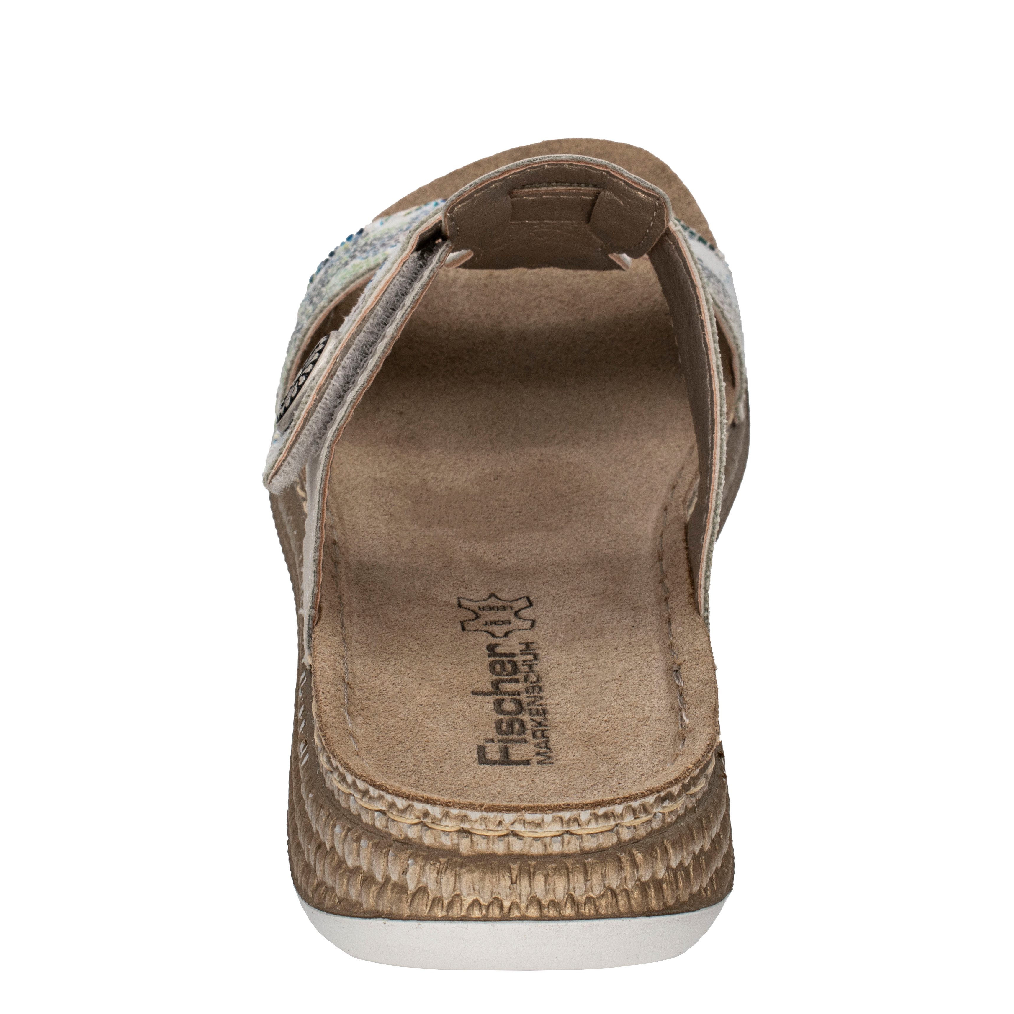 Fischer-Markenschuh Steffi Pantolette aus Nappalino (Lederimitat), Fleecefutter, mit gepolstertem Fußbett