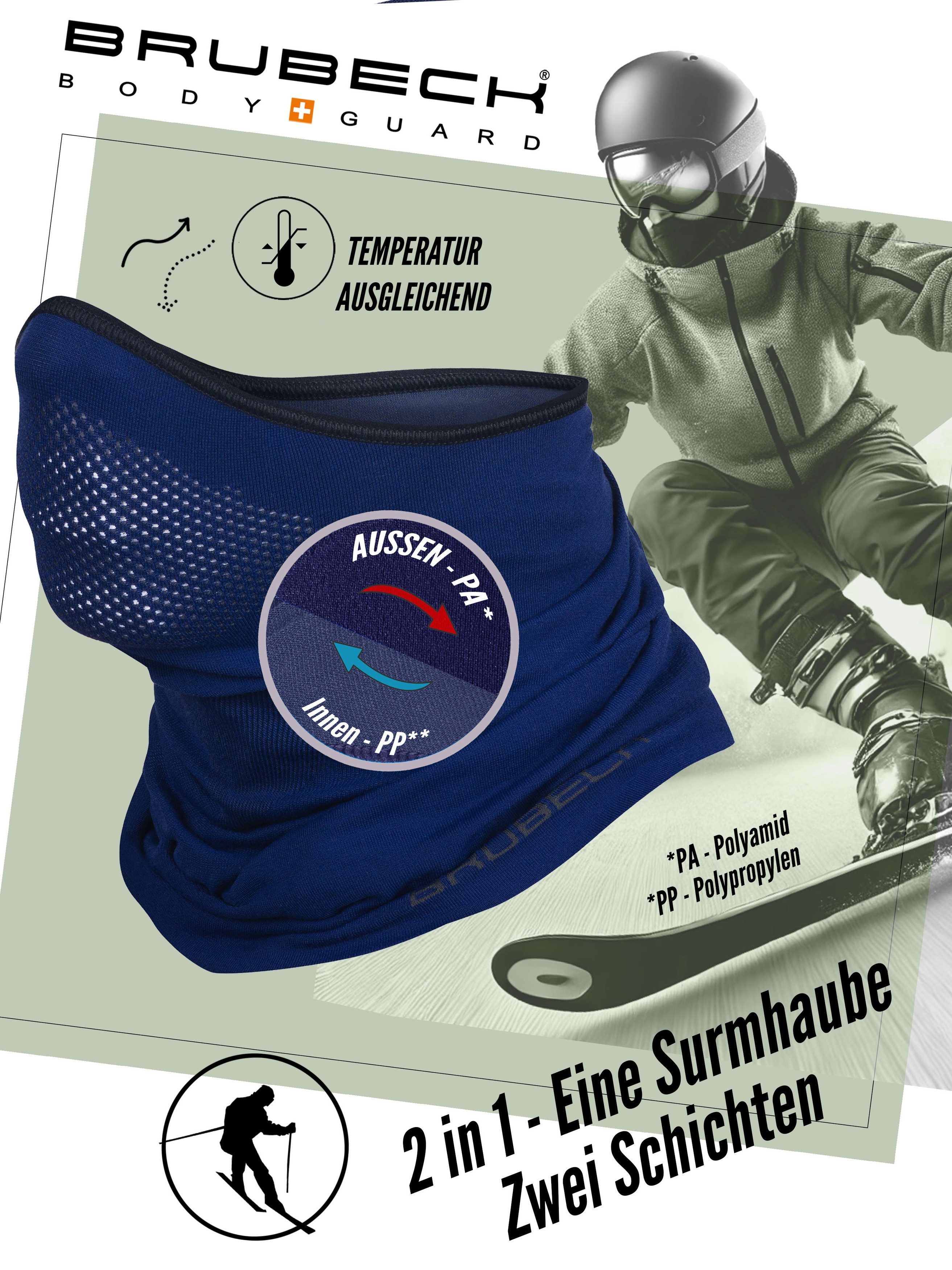BRUBECK Sturmhaube X-PRO Halbgesichtsmaske mit optimaler Mesh-Belüftung Dunkelblau S/M atmungsaktiv, schnelltrocknend, windabweisend