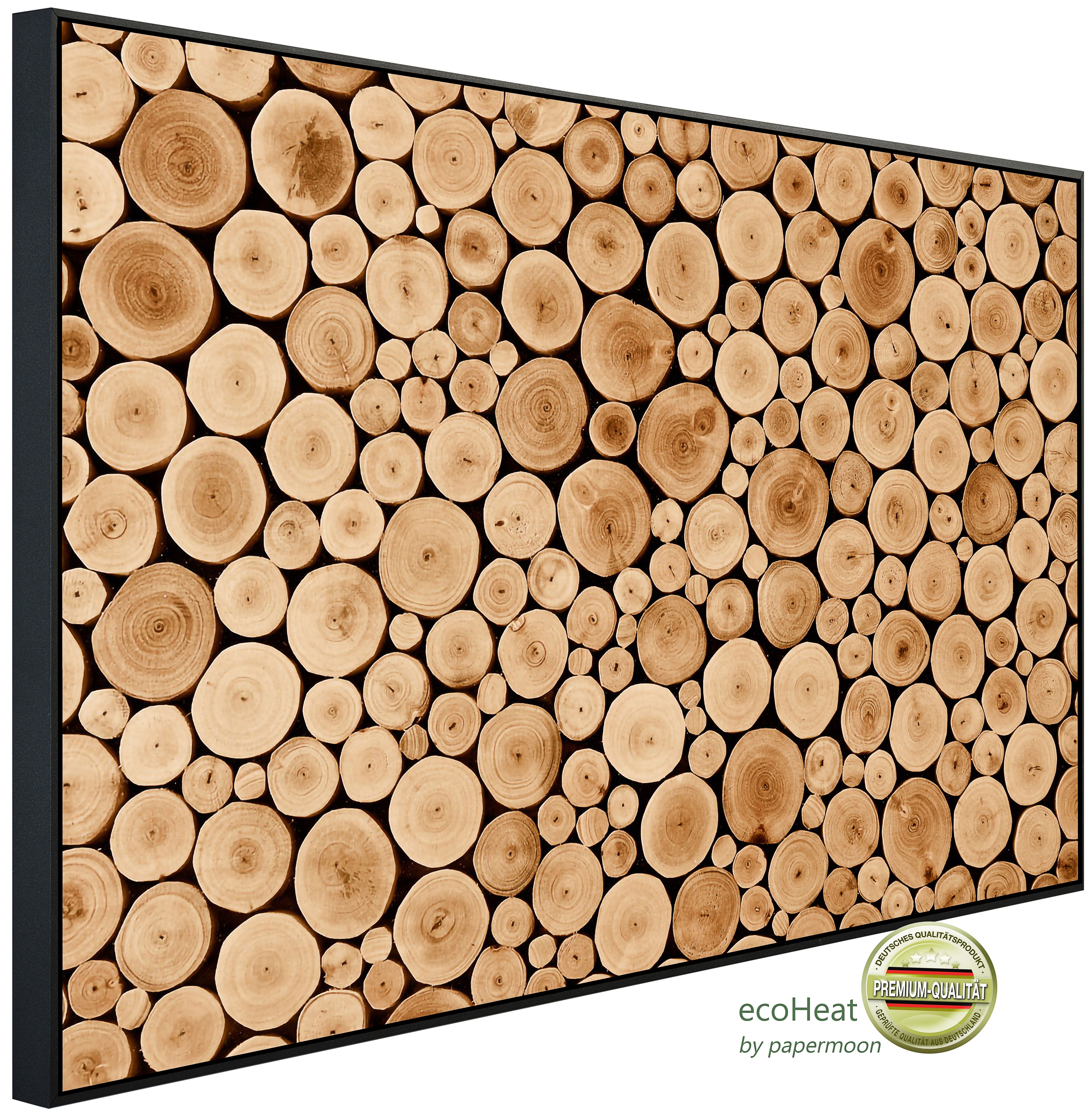 Papermoon Infrarotheizung INFRAROT-BILD-HEIZUNG, Rundes Teakholz, TÜV-Rheinland/GS zertifiziert, angenehme Strahlungswärme