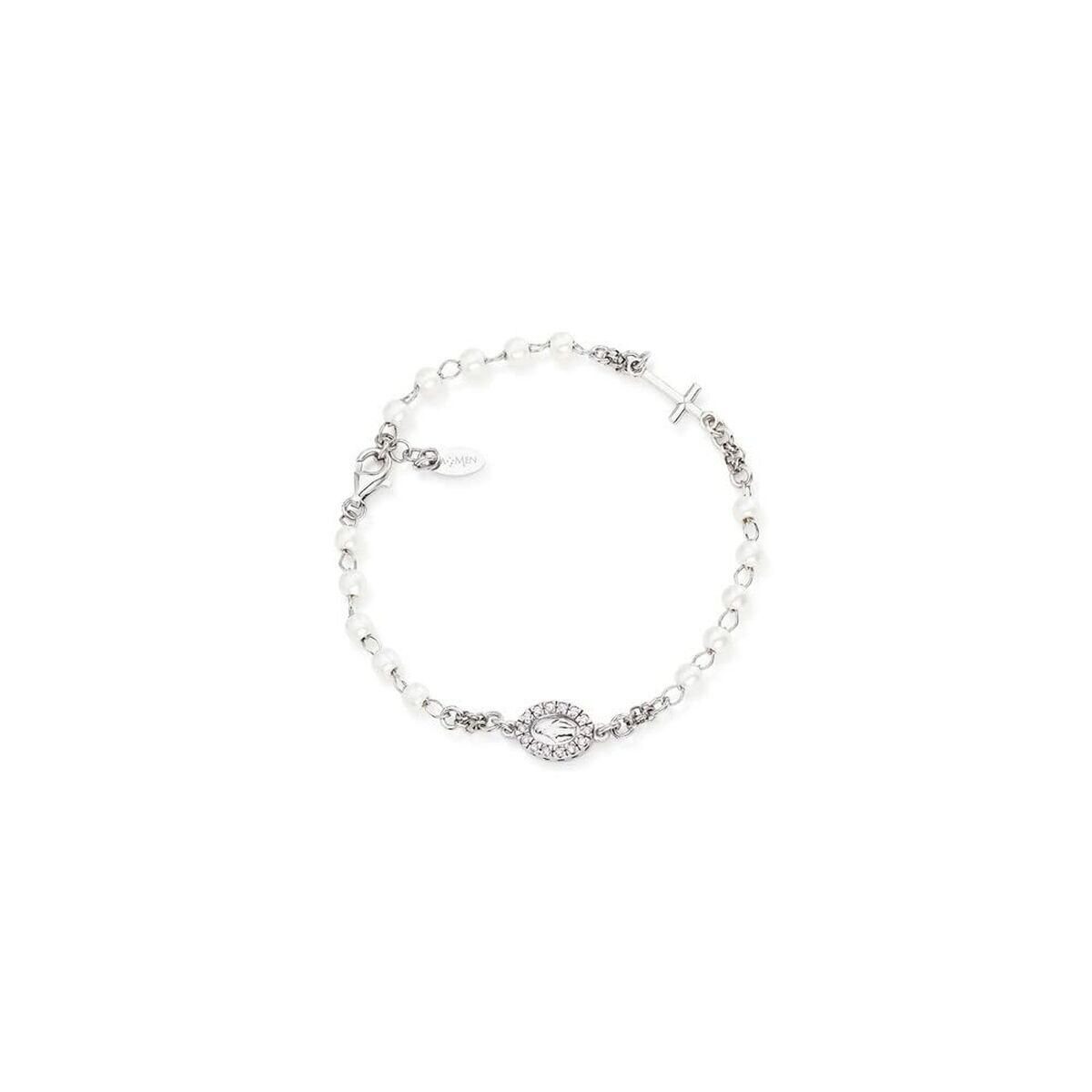 Amen Armreif Originelles Silberarmband mit Perlen und Zirkonen Rosenkranz BROBBZ-M3