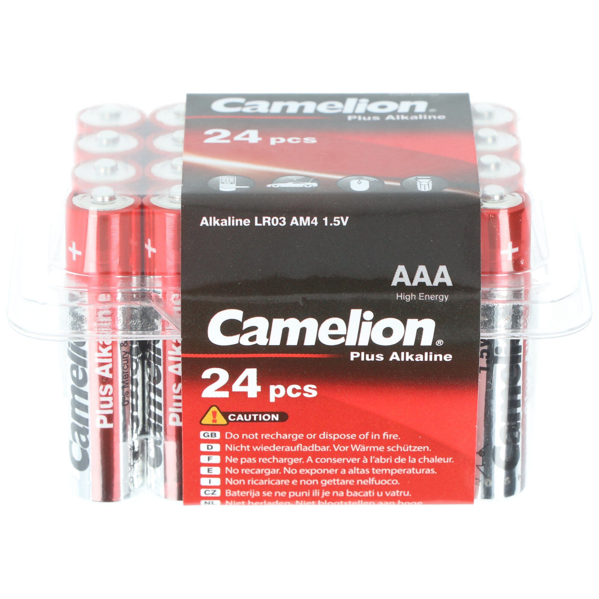 Camelion praktischer Aufbewa 24 Batterien, in Alkaline AAA V) Camelion (1,5 Batterie, Stück Plus