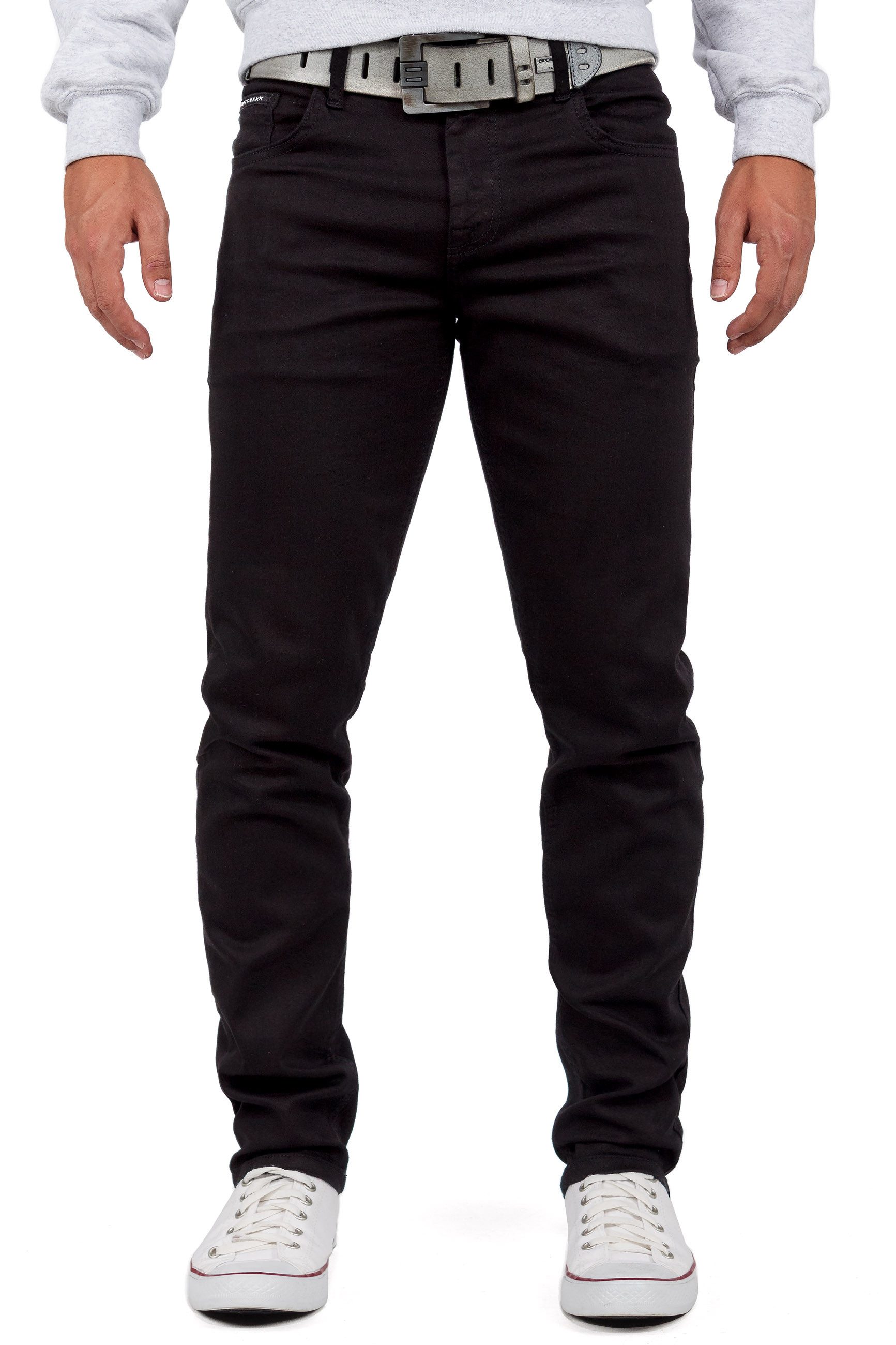 Cipo & Baxx Slim-fit-Jeans Casual Hose BA-CD533 Schwarz W33/L32 (1-tlg) mit lässiger Stonewashed Waschung